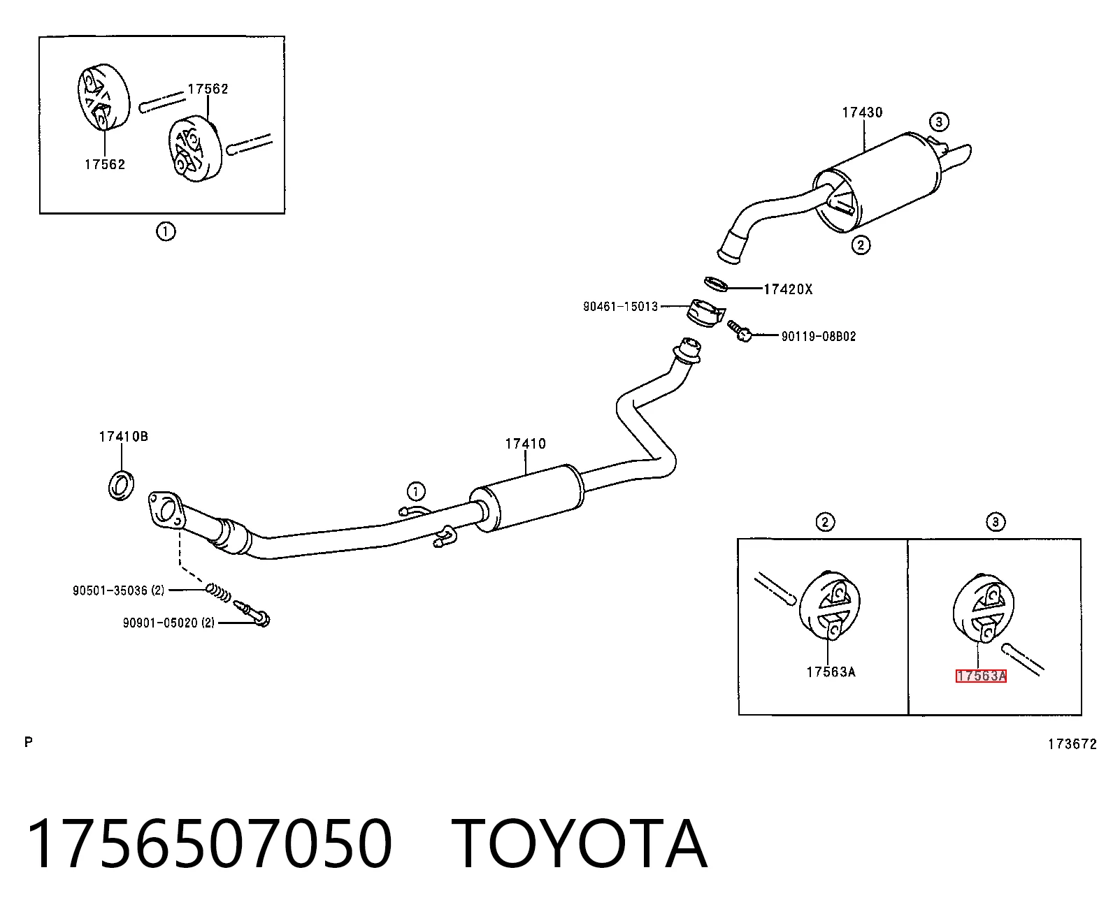 Coxim de fixação do silenciador para Toyota Land Cruiser PRADO ASIA J12