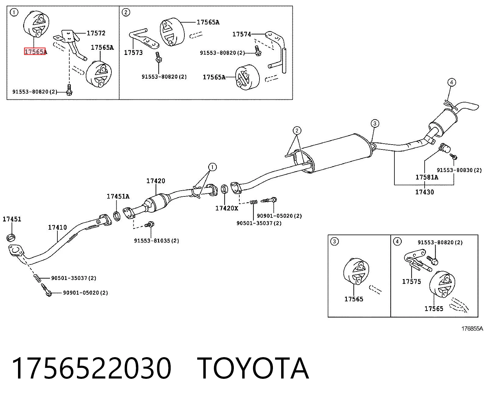 1756522030 Toyota Coxim de fixação do silenciador