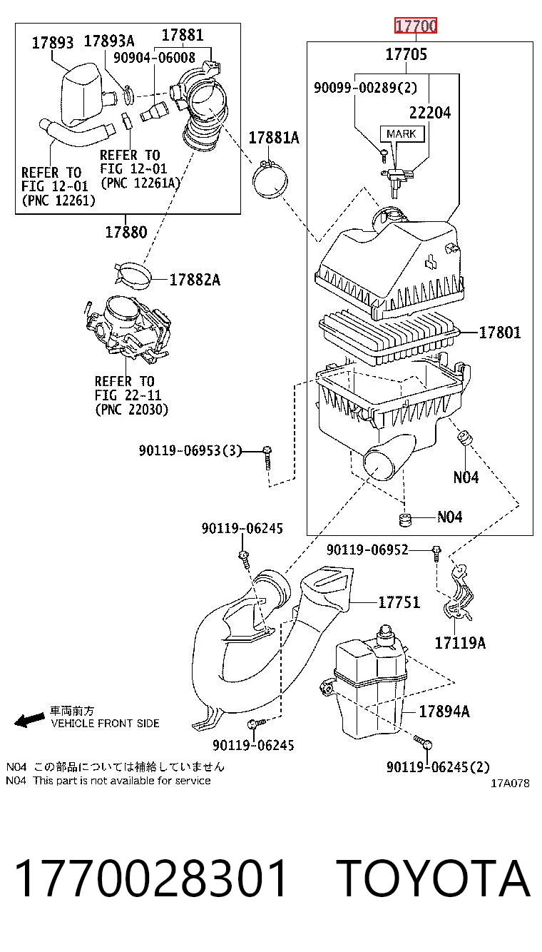 1770028302 Toyota Caixa de filtro de ar