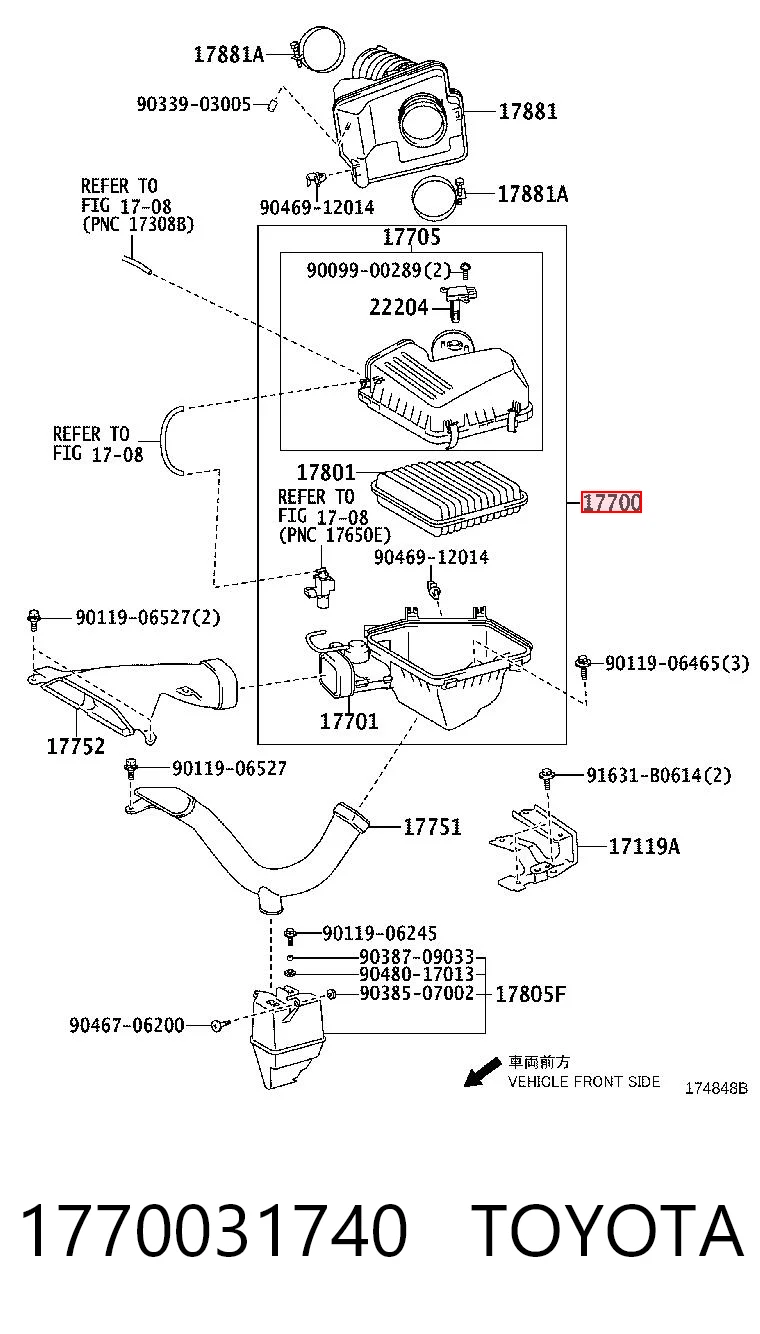 1770031740 Toyota Caixa de filtro de ar