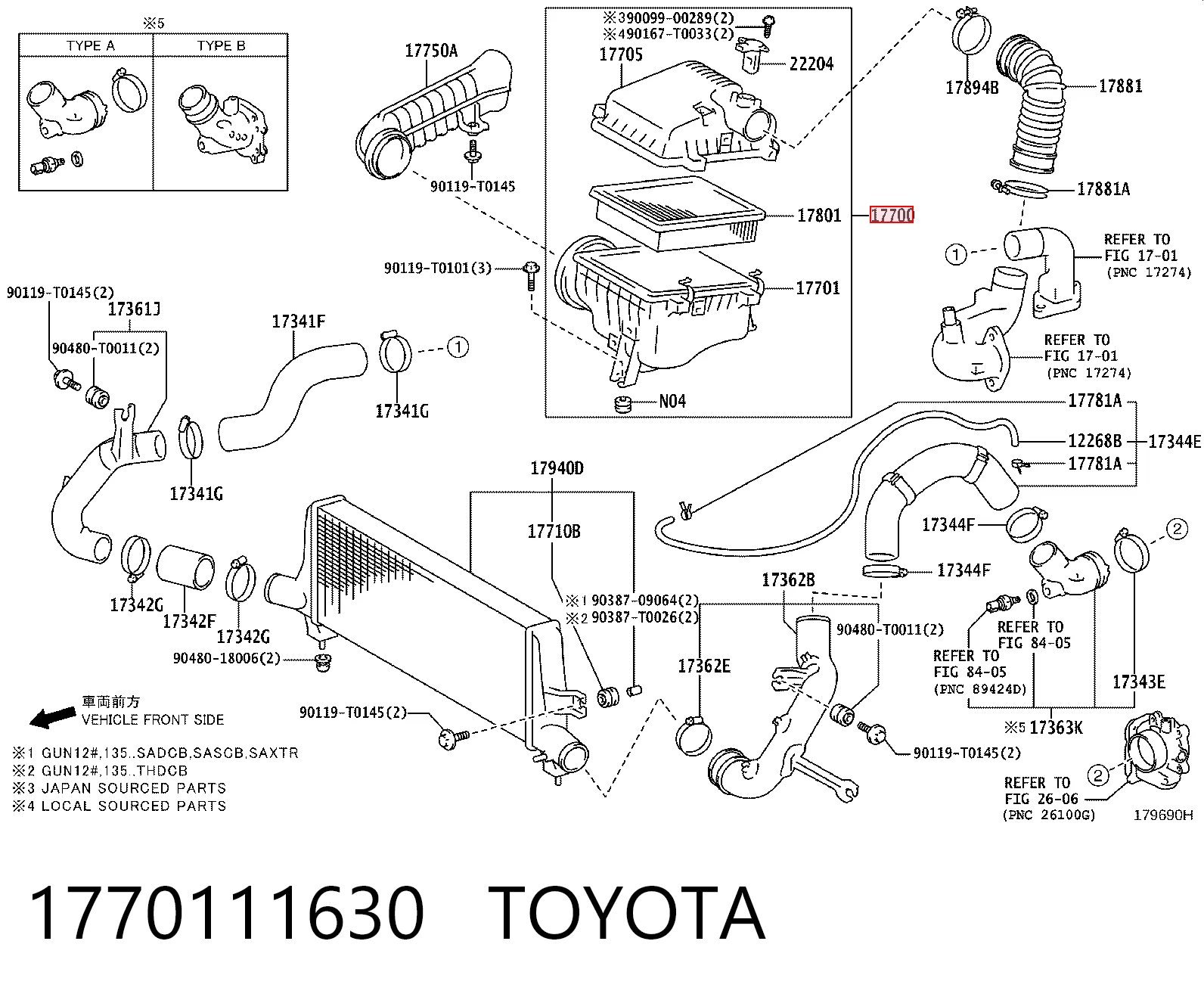 Caixa de filtro de ar para Toyota Hilux  GUN12, GUN13