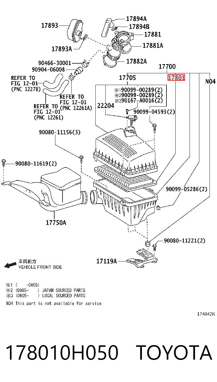 178010H050 Toyota Filtro de ar