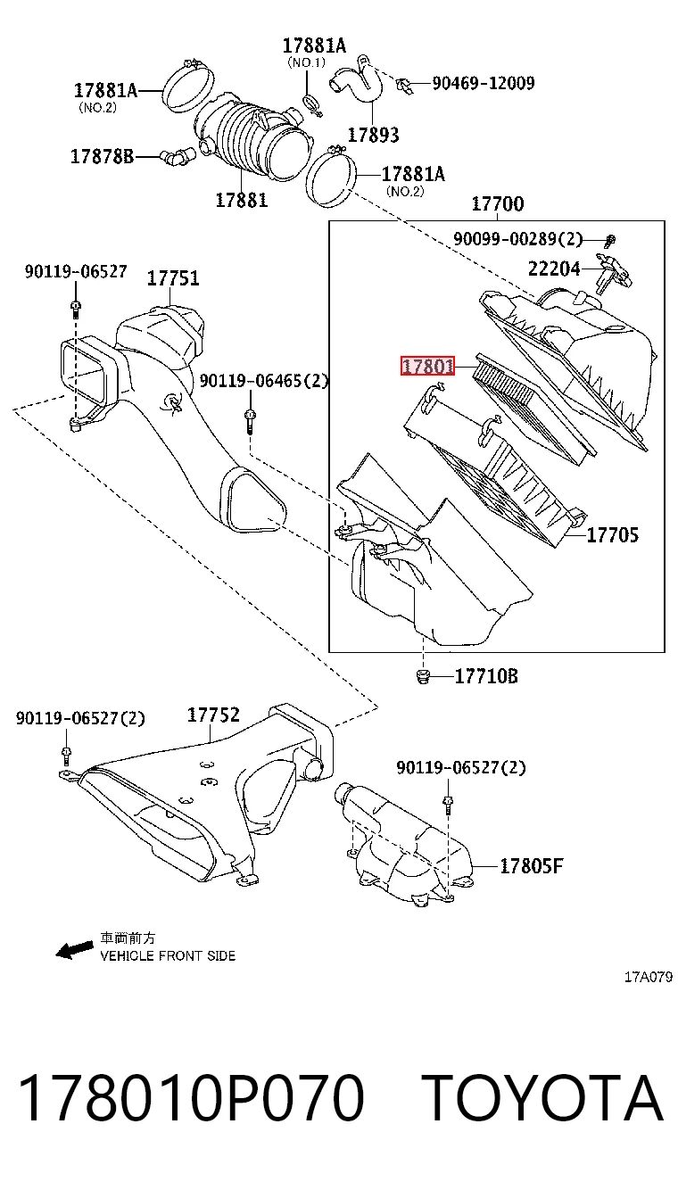 178010P070 Toyota Filtro de ar