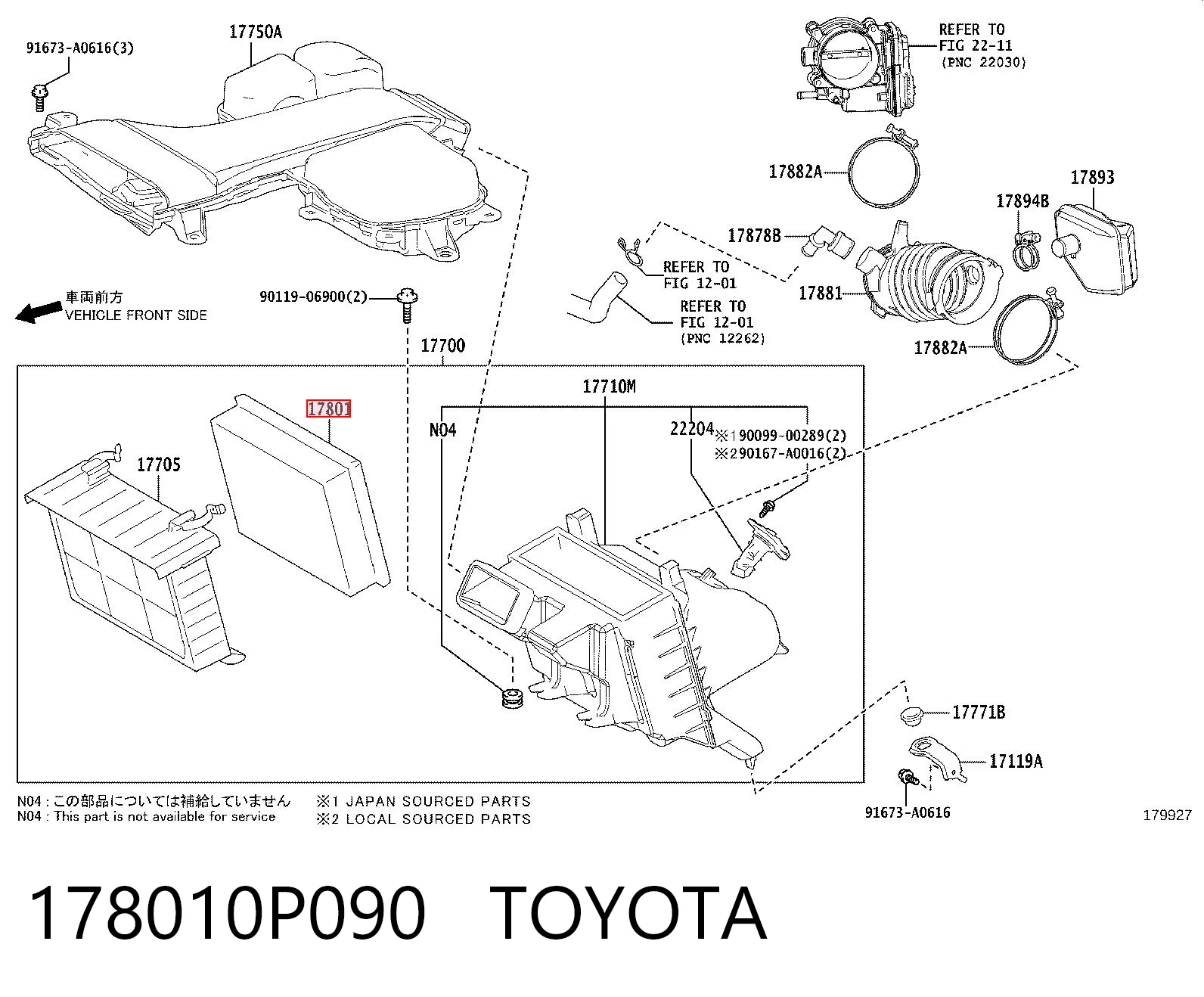 178010P090 Toyota Filtro de ar