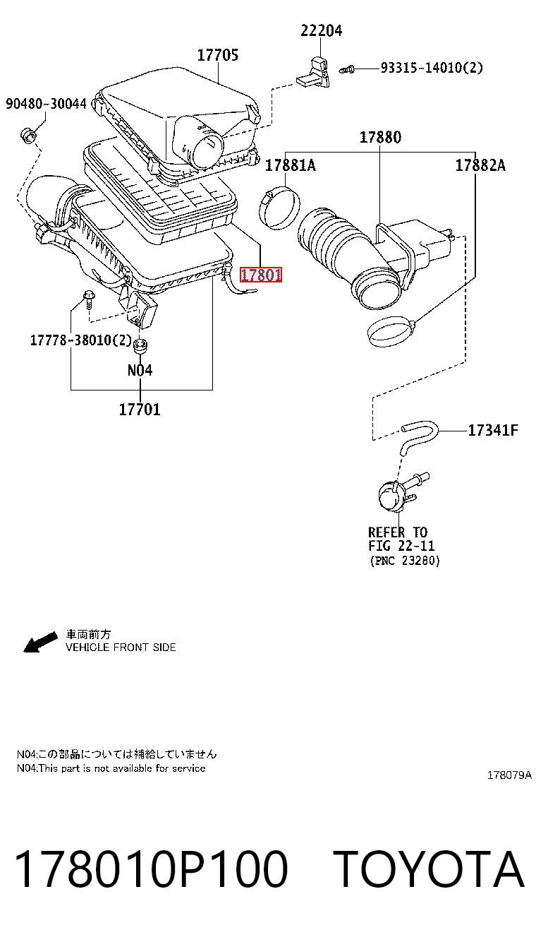 178010P100 Toyota Filtro de ar