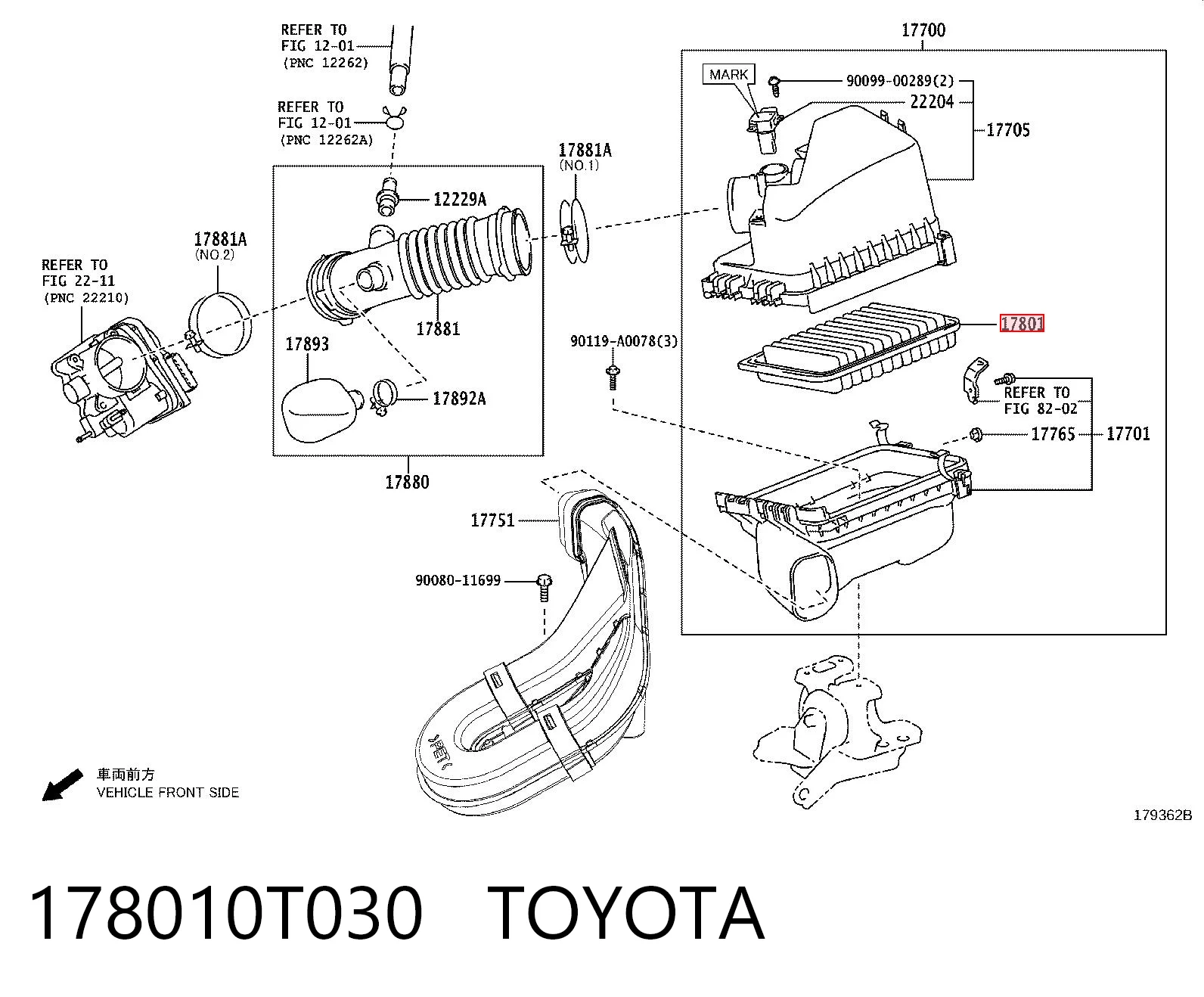 178010T030 Toyota Filtro de ar