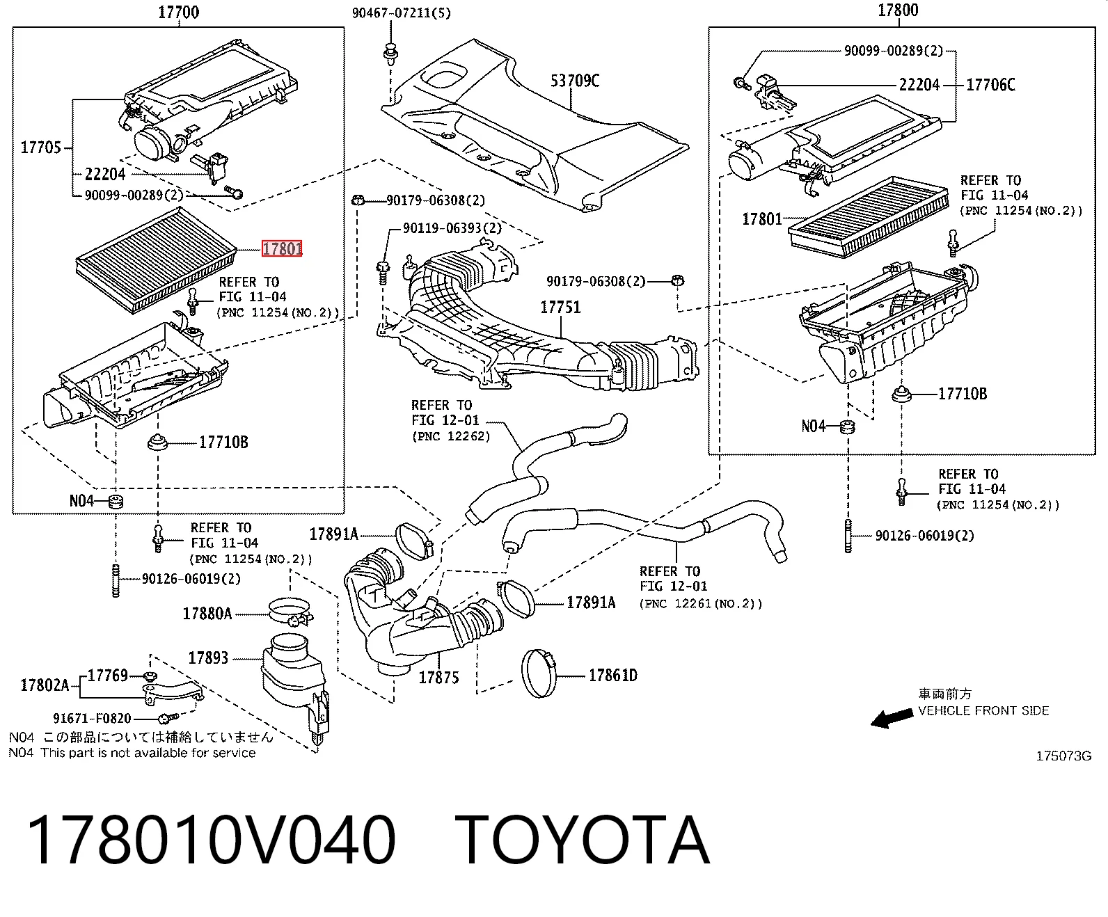 178010V040 Toyota Filtro de ar