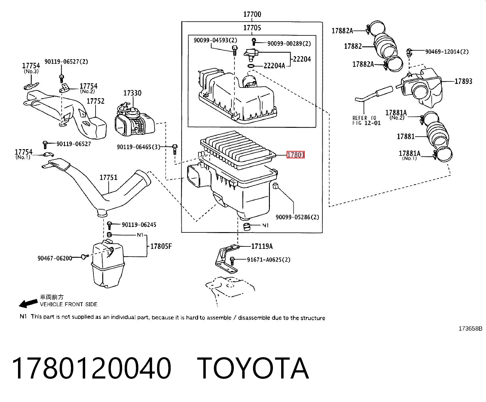 1780120040 Toyota Filtro de ar