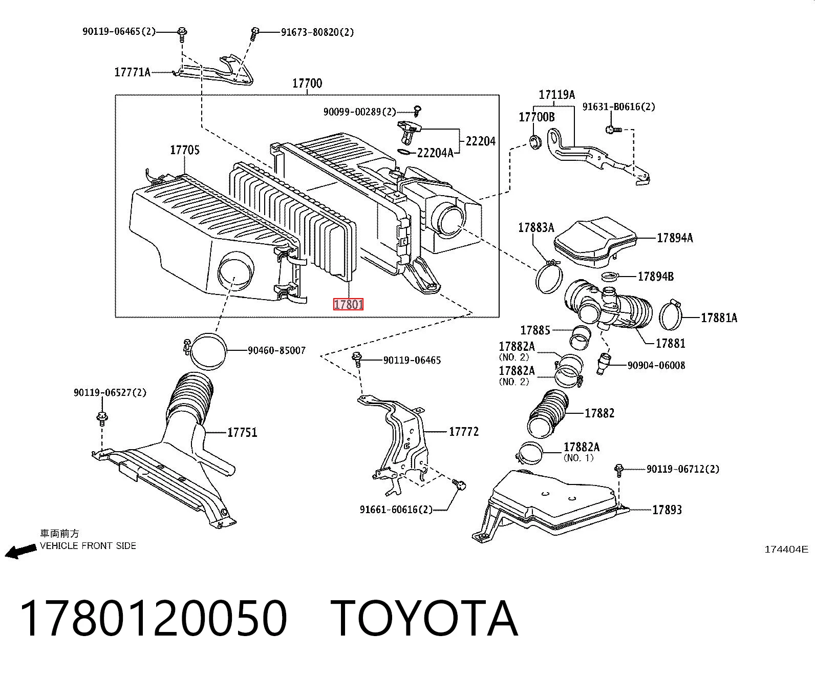 1780120050 Toyota Filtro de ar