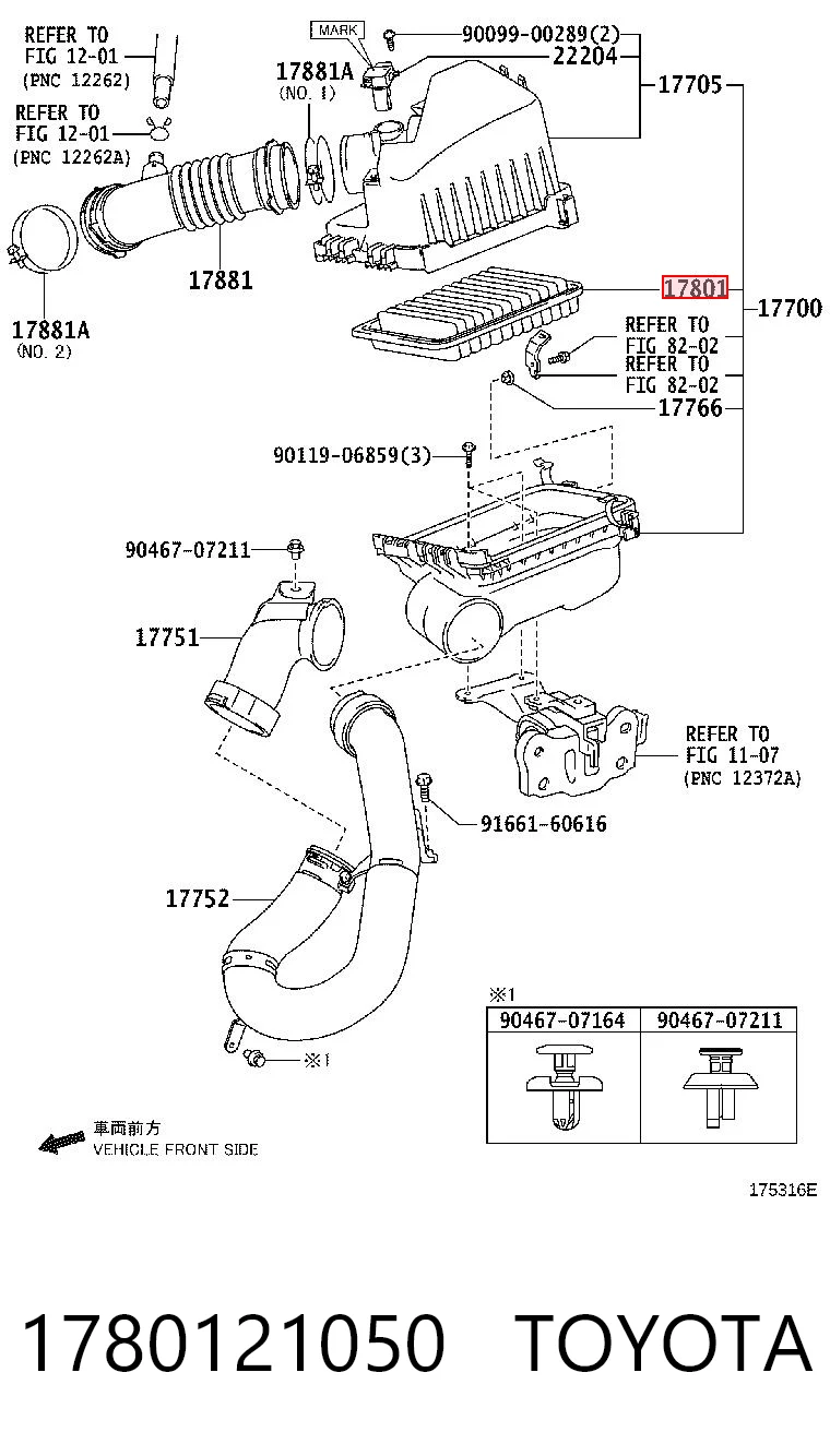 1780121050 Toyota Filtro de ar