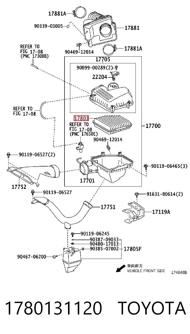 1780131120 Toyota Filtro de ar