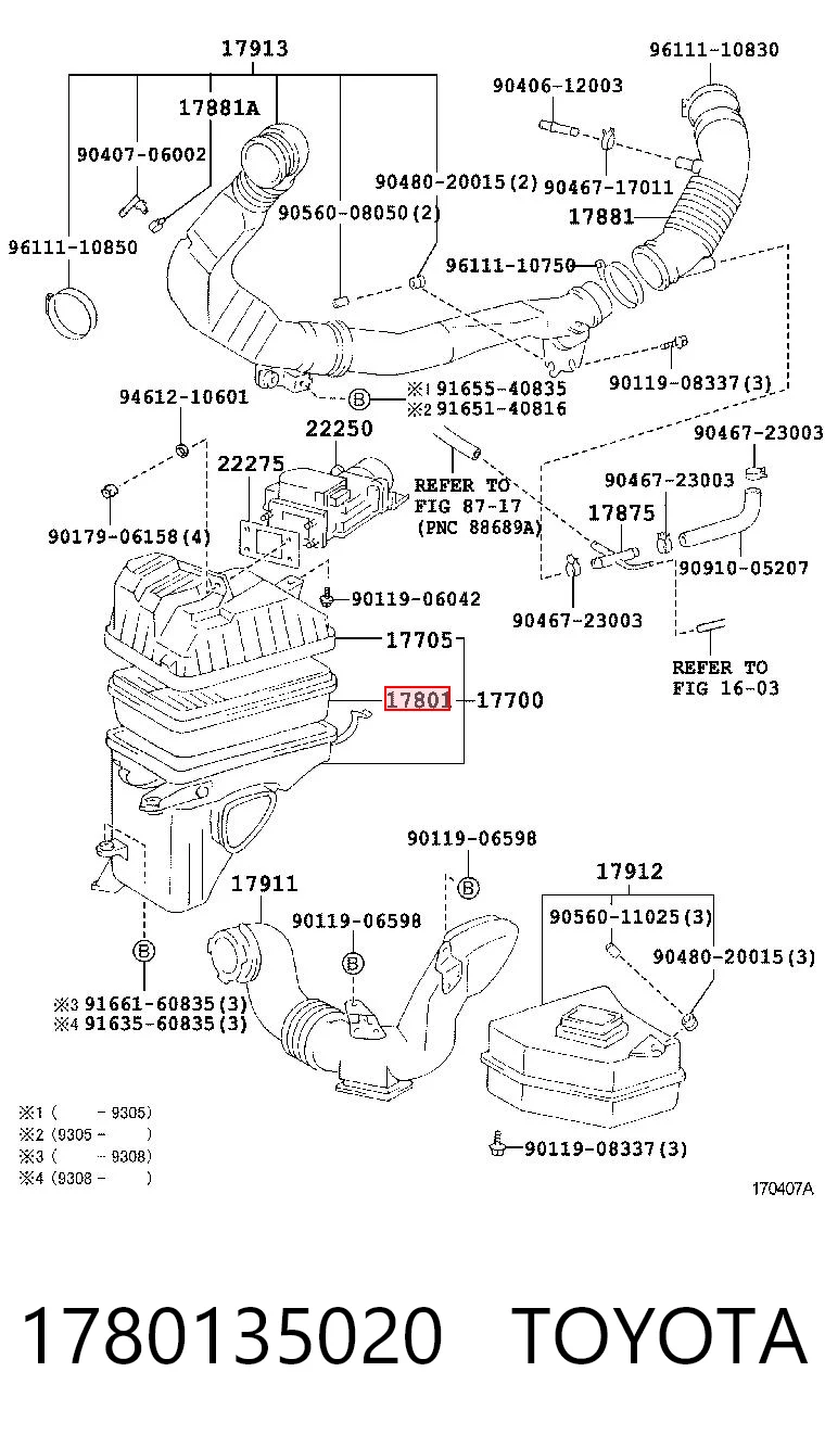 1780135020 Toyota Filtro de ar