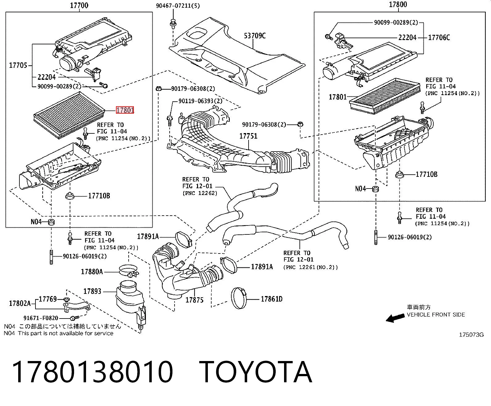1780138010 Toyota Filtro de ar