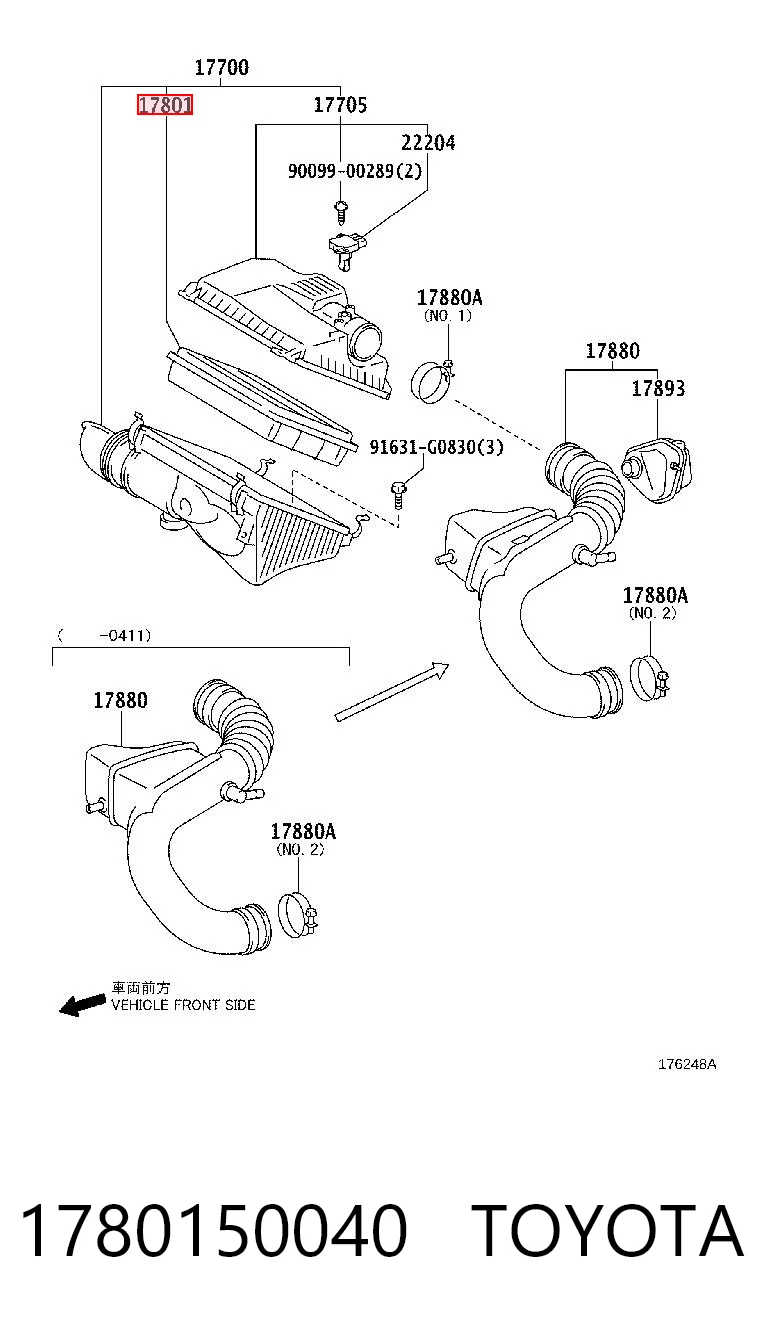 1780150040 Toyota Filtro de ar