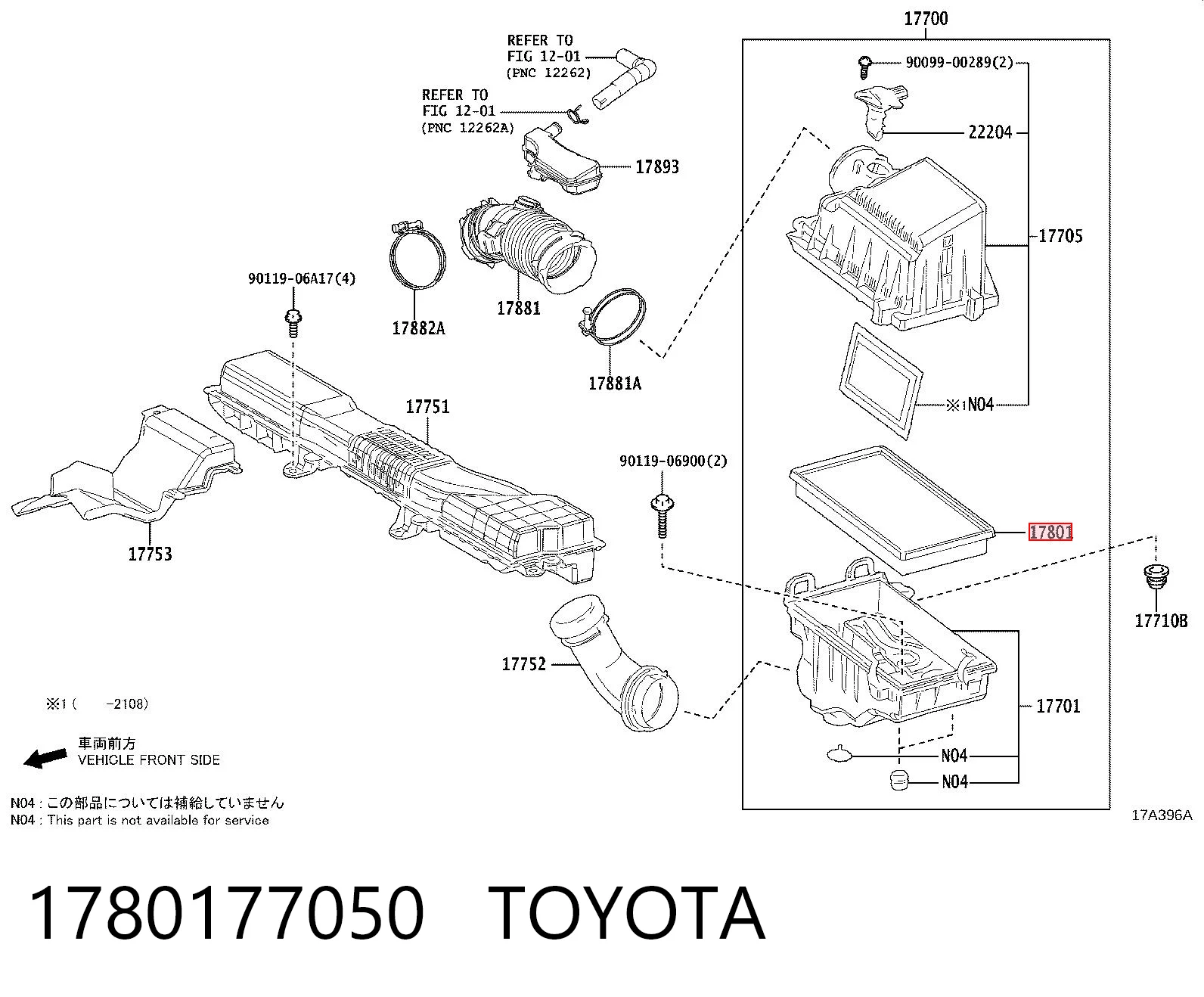 1780177050 Toyota Filtro de ar
