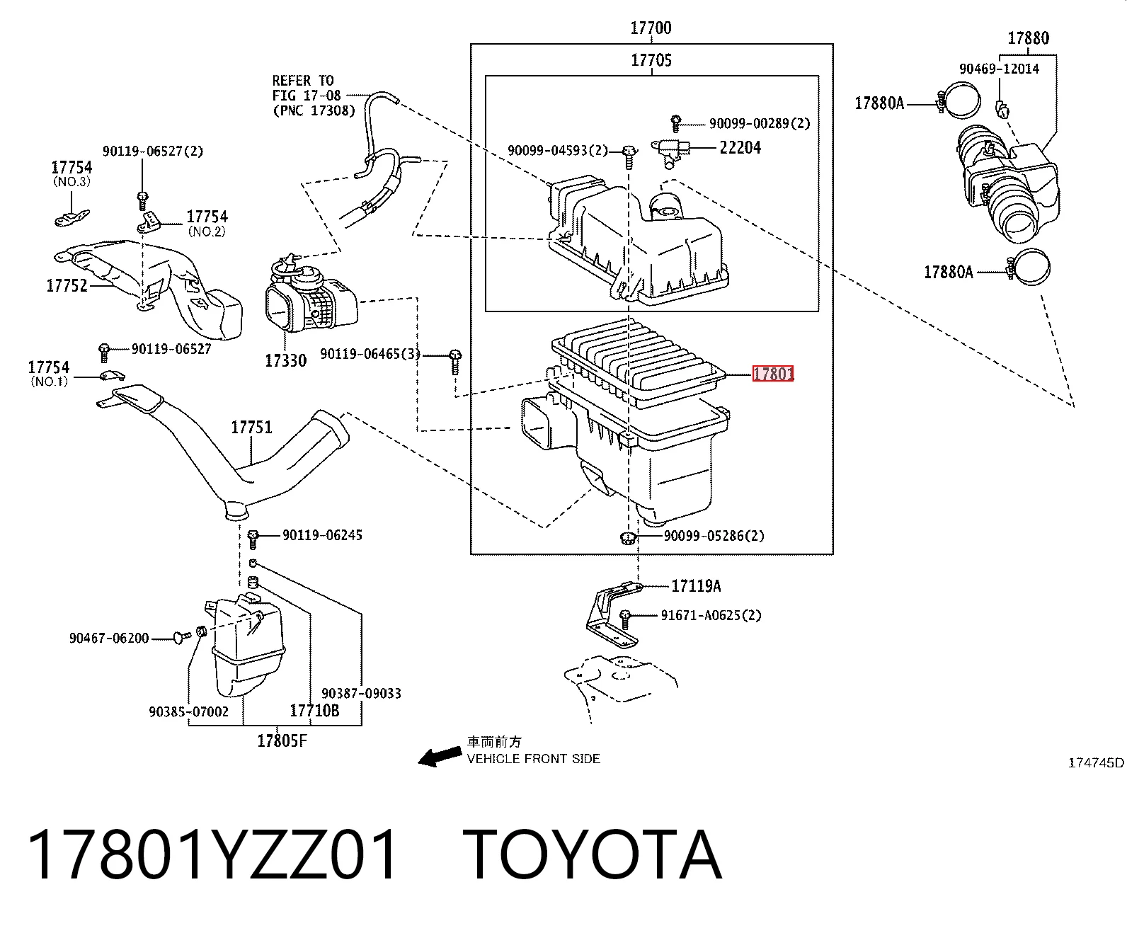 17801YZZ01 Toyota Filtro de ar