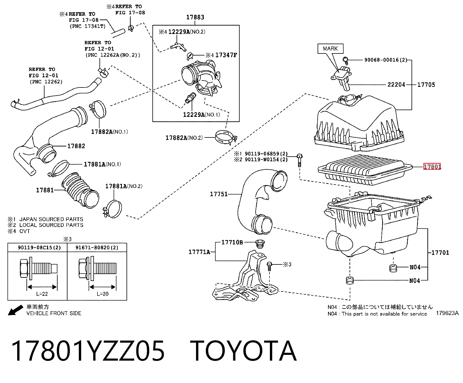 17801YZZ05 Toyota Filtro de ar