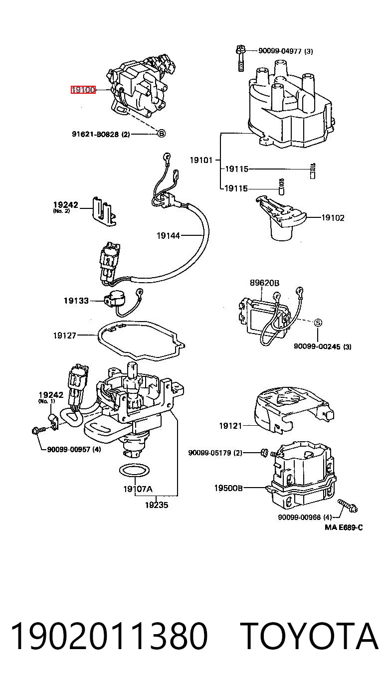 1902011380 Toyota Distribuidor de ignição (distribuidor)