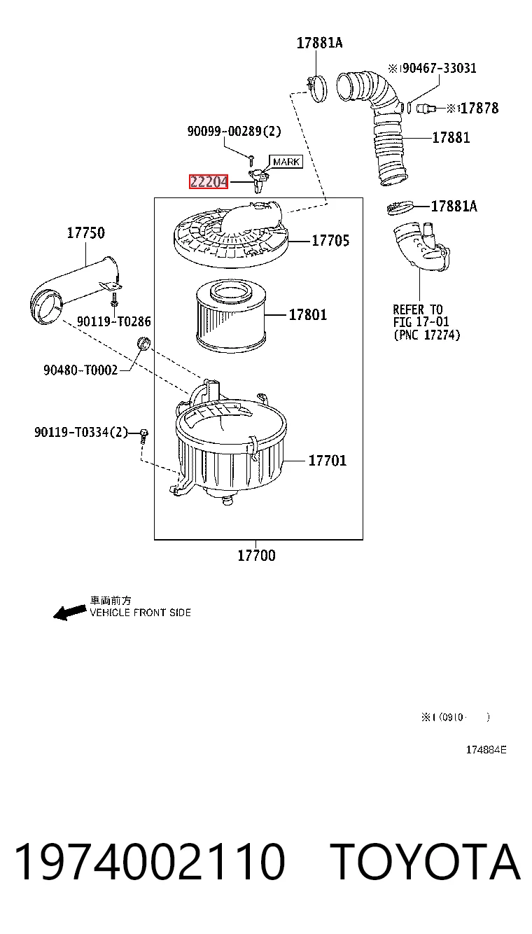 1974002110 Toyota Sensor de fluxo (consumo) de ar, medidor de consumo M.A.F. - (Mass Airflow)