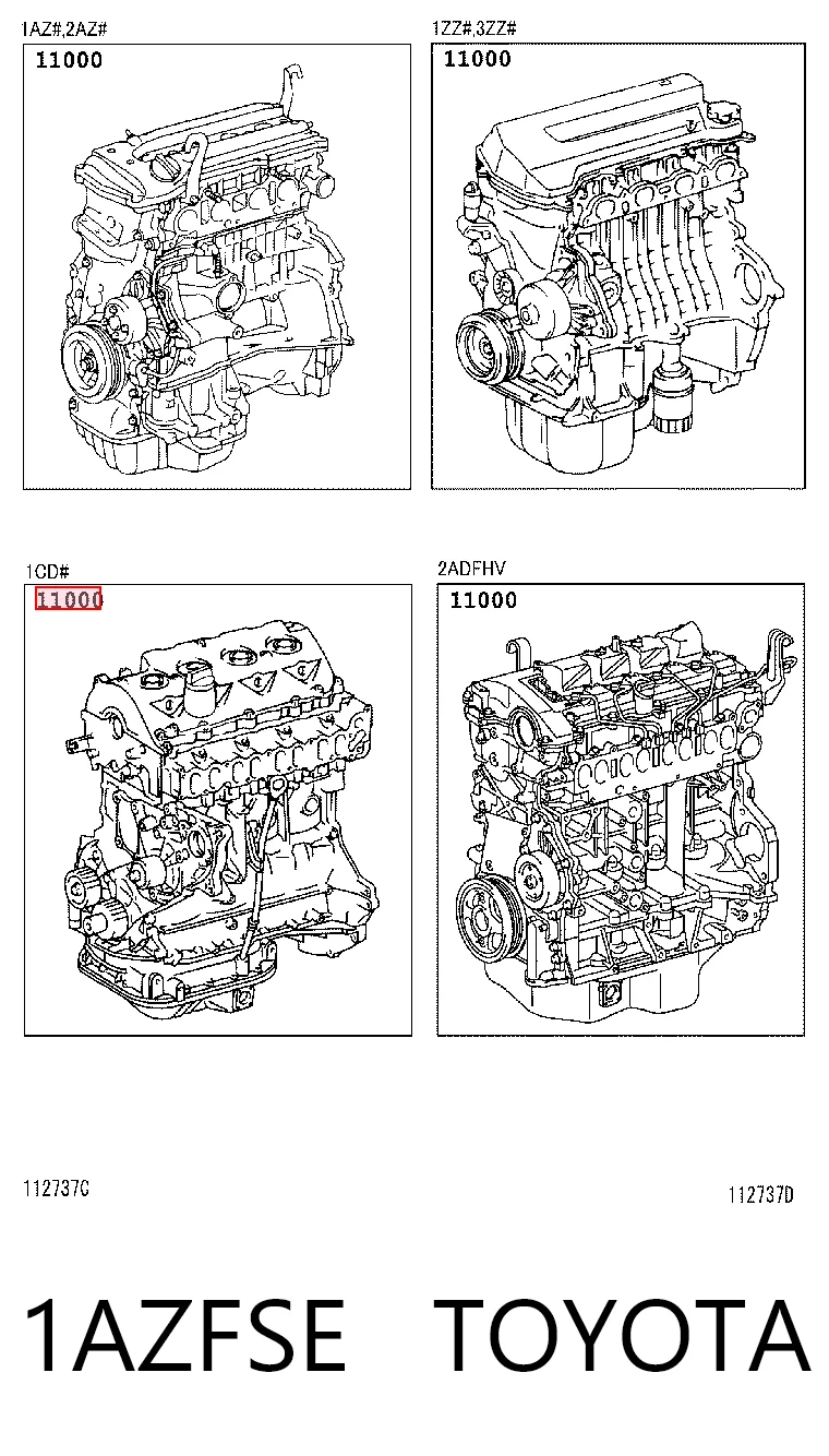1AZFSE Toyota Motor montado