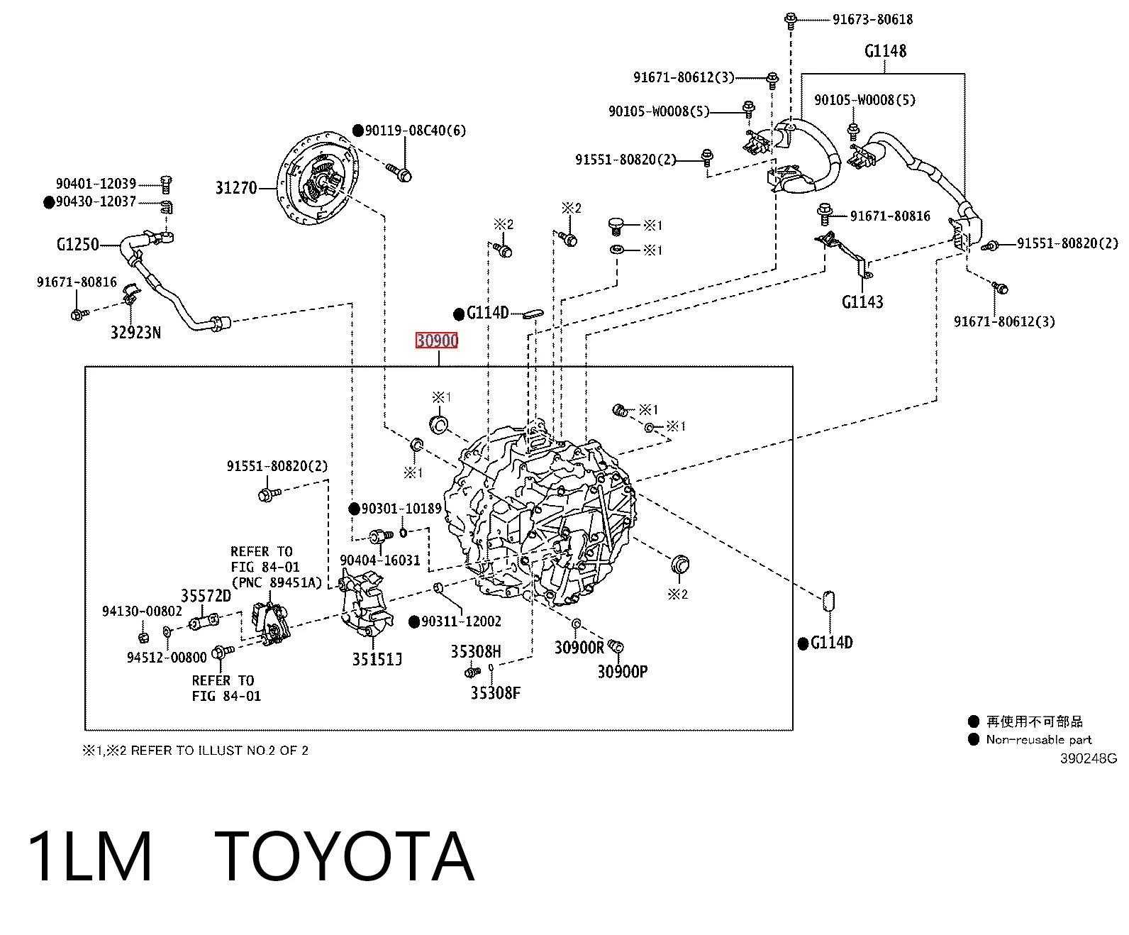 1LM Toyota Caixa Automática de Mudança montada