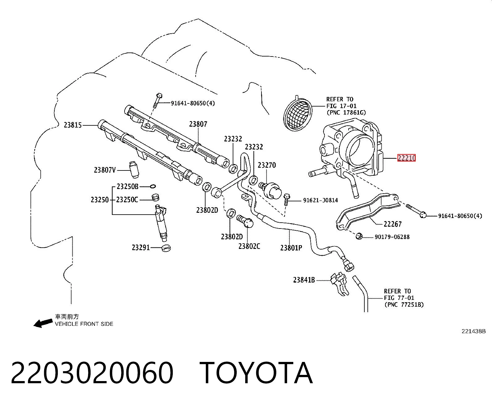 2203020060 Toyota Válvula de borboleta montada
