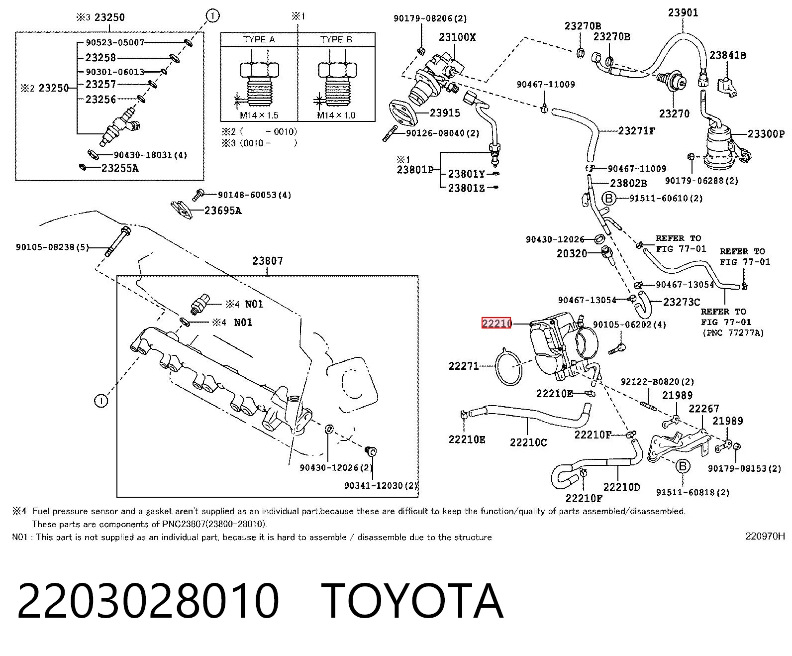 Válvula de borboleta montada para Toyota Avensis I T22