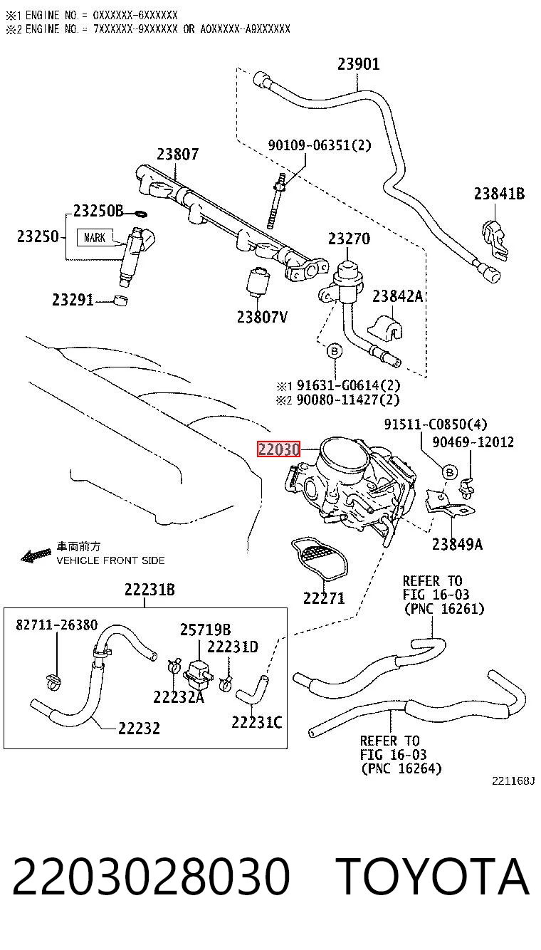  Válvula de borboleta montada Toyota Camry V sedan (V30) (2001 - 2006) V