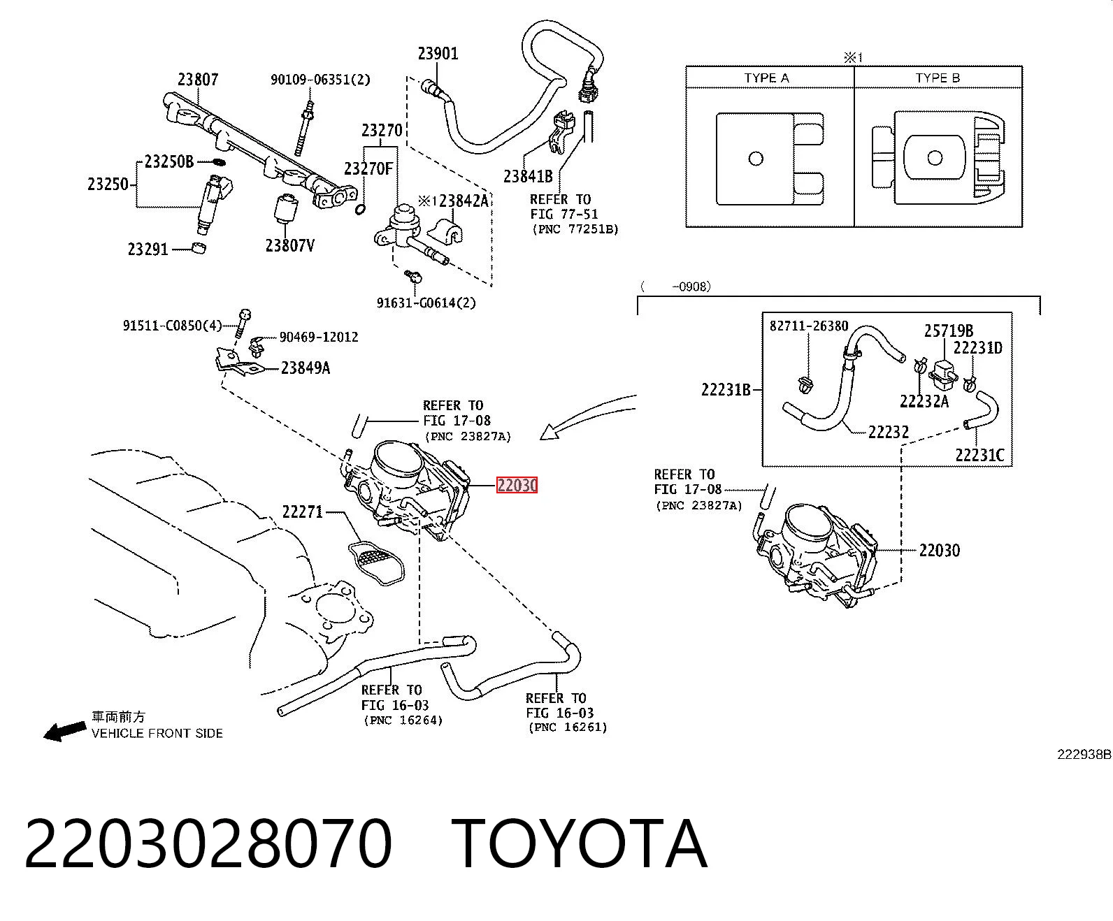 Válvula de borboleta montada para Toyota Camry VI V40