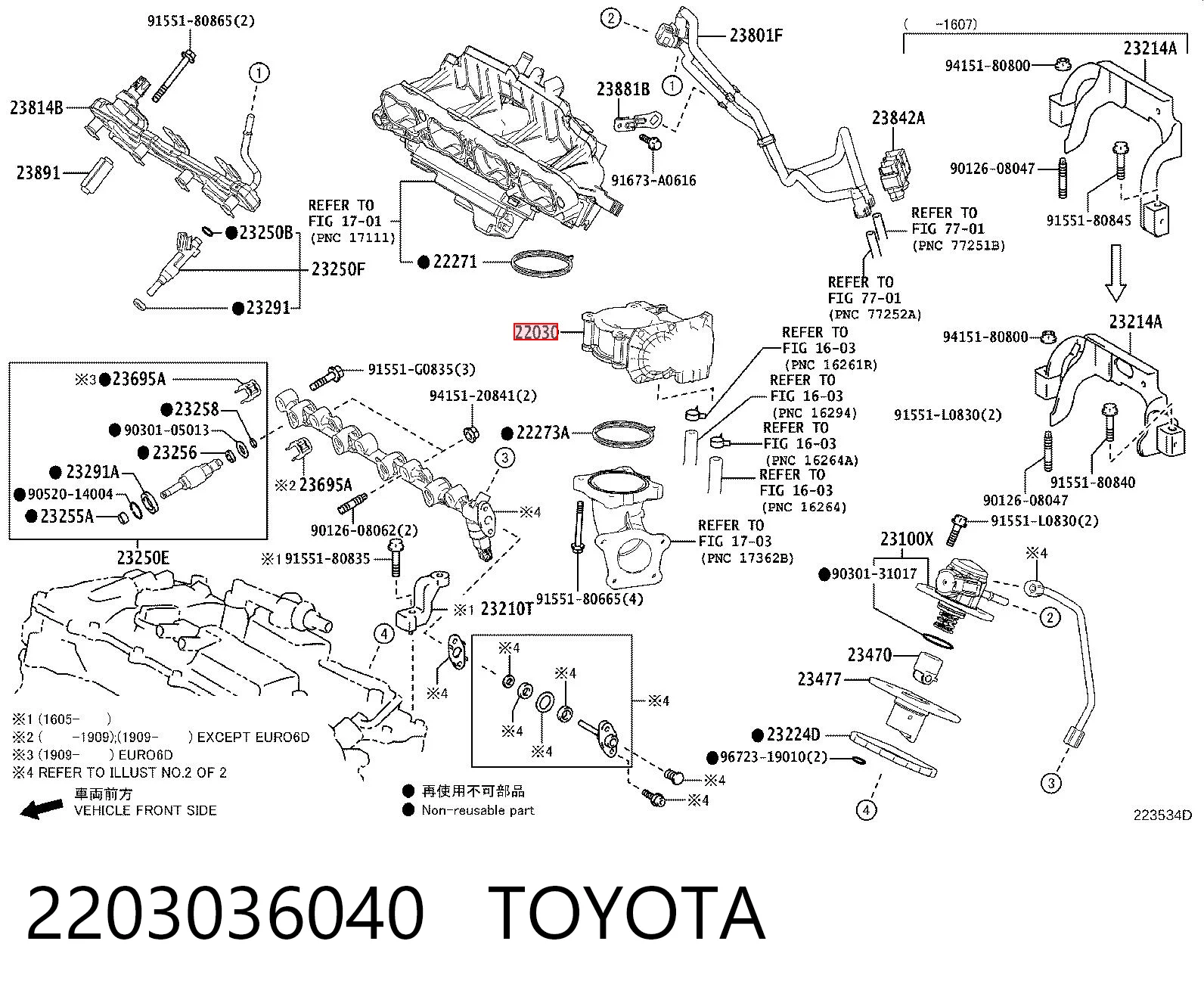 2203036040 Toyota Válvula de borboleta montada
