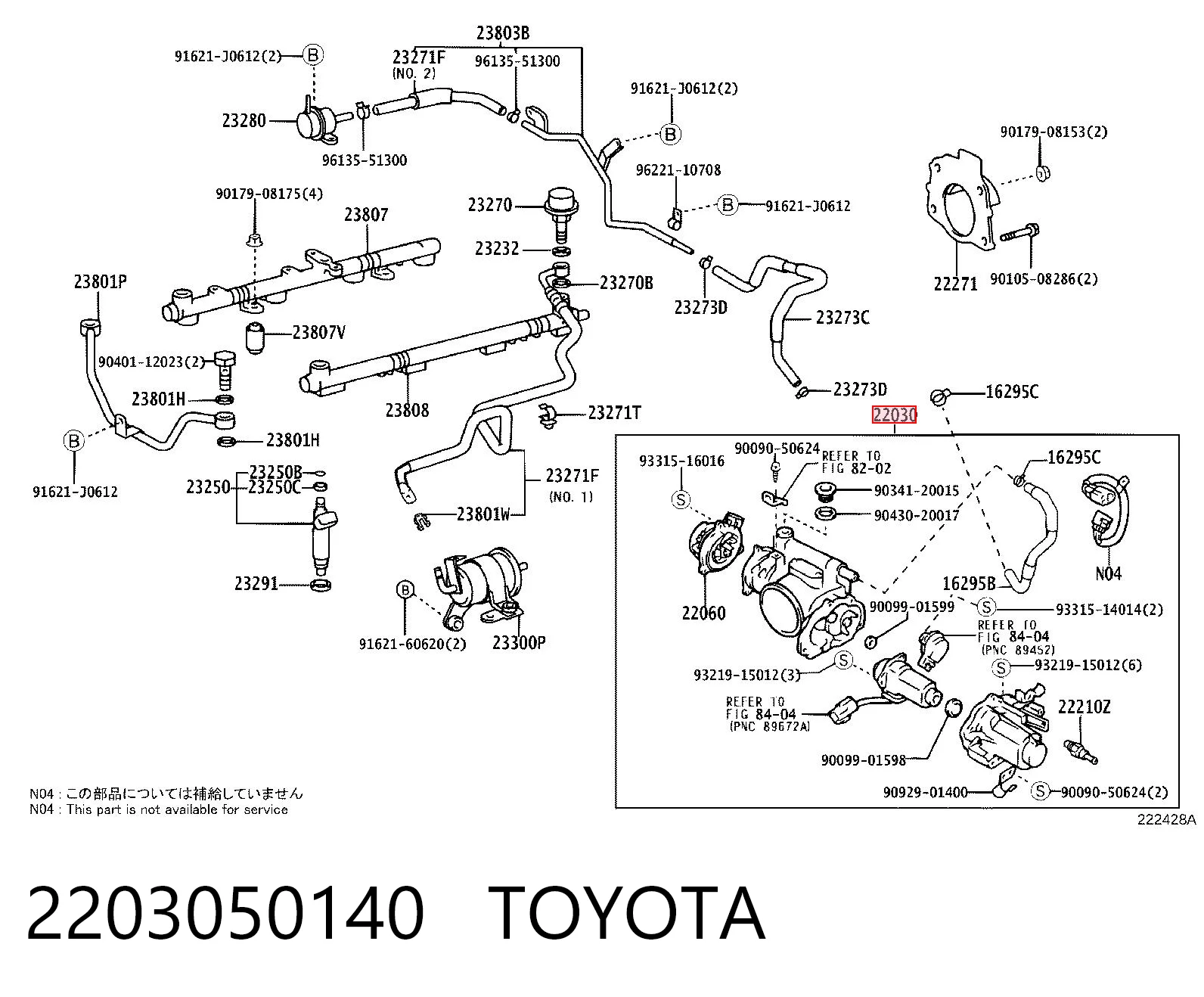 2203050140 Toyota Válvula de borboleta montada