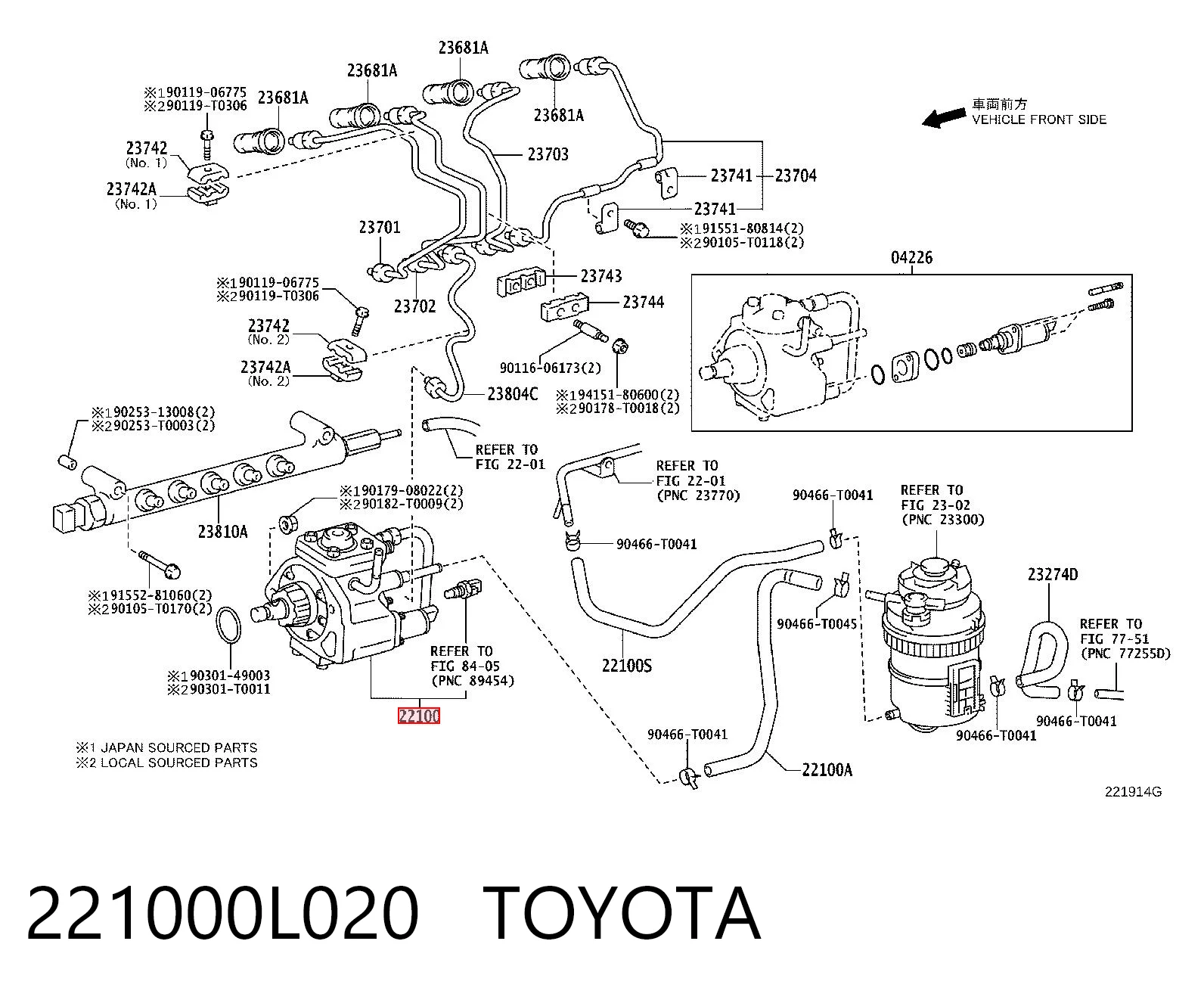 221000L020 Toyota Bomba de combustível de pressão alta