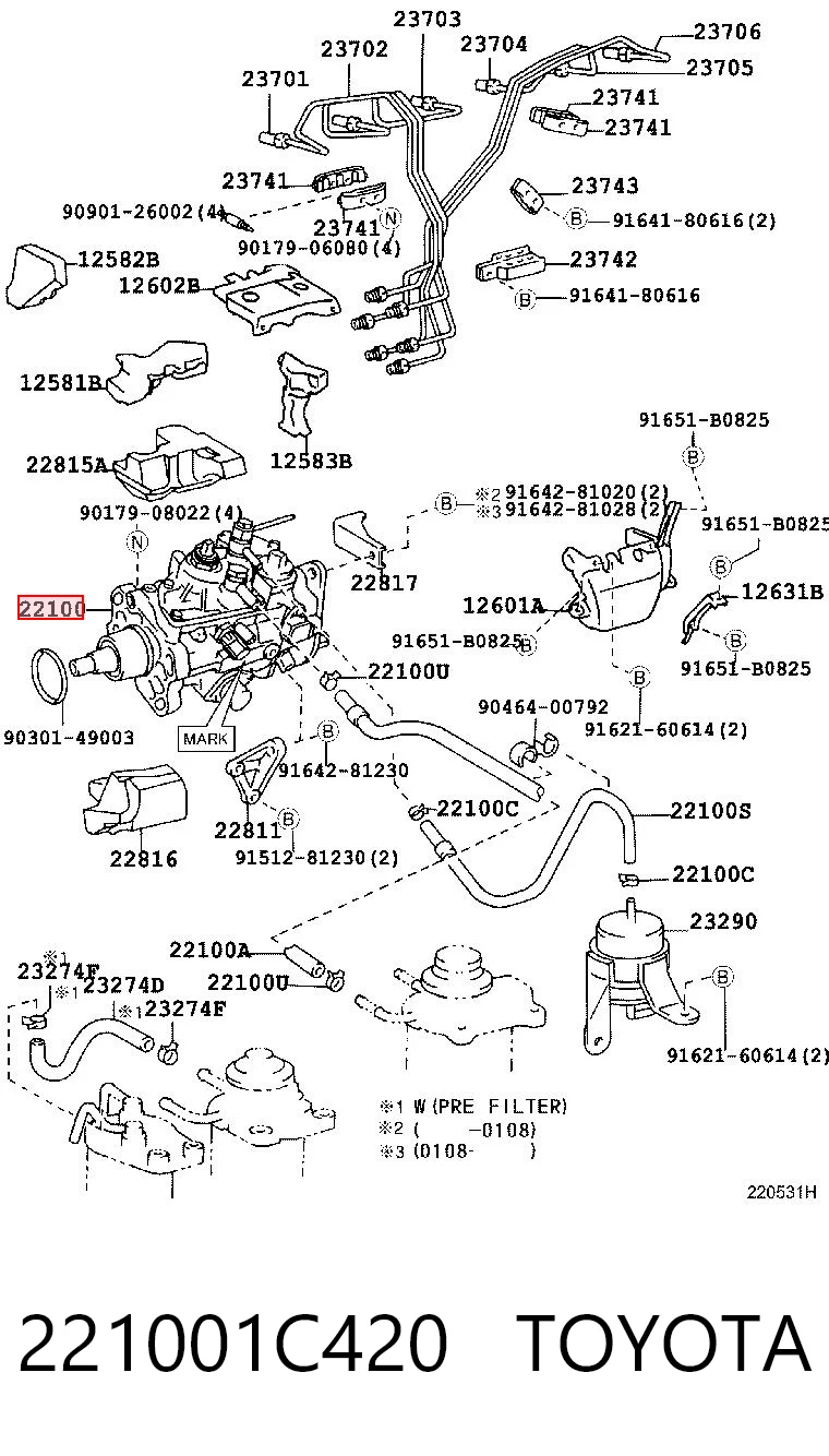  Bomba de combustível de pressão alta Toyota Land Cruiser 100 SUV (J10) (1998 - 2005) 100