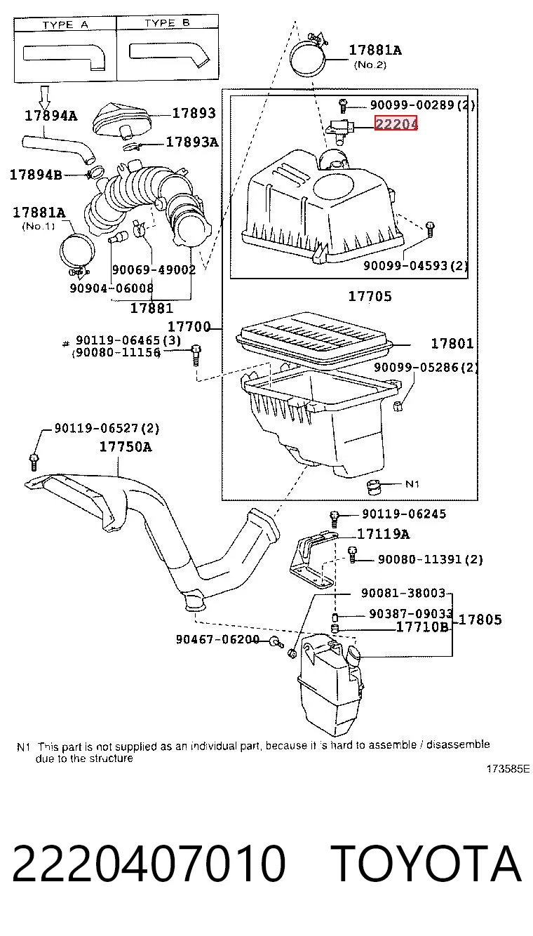 2220407010 Toyota Sensor de fluxo (consumo) de ar, medidor de consumo M.A.F. - (Mass Airflow)