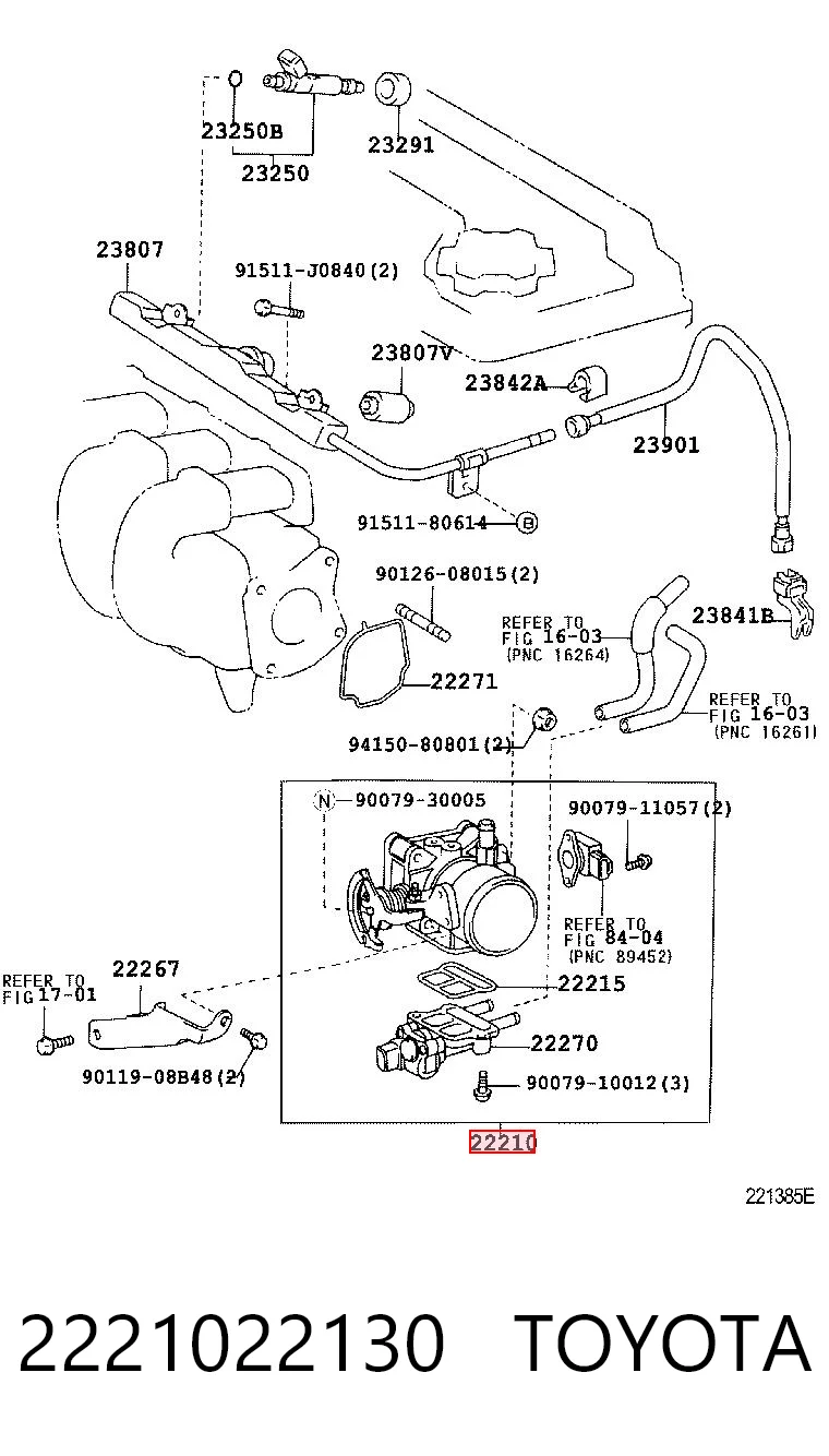 2221022130 Toyota Válvula de borboleta montada