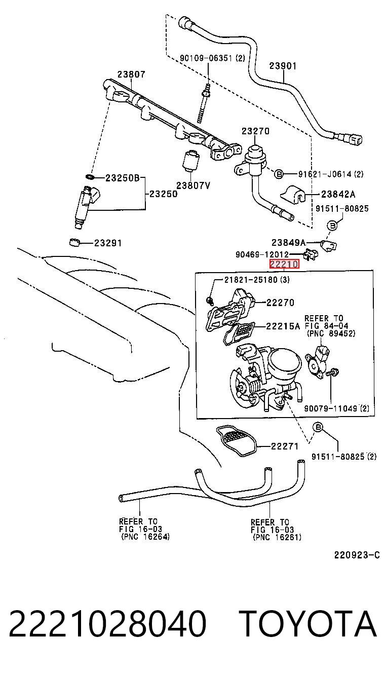 2221028040 Toyota Válvula de borboleta montada