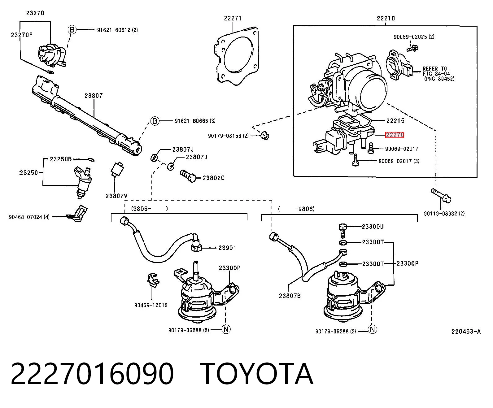 2227016090 Toyota Válvula (regulador) de marcha a vácuo