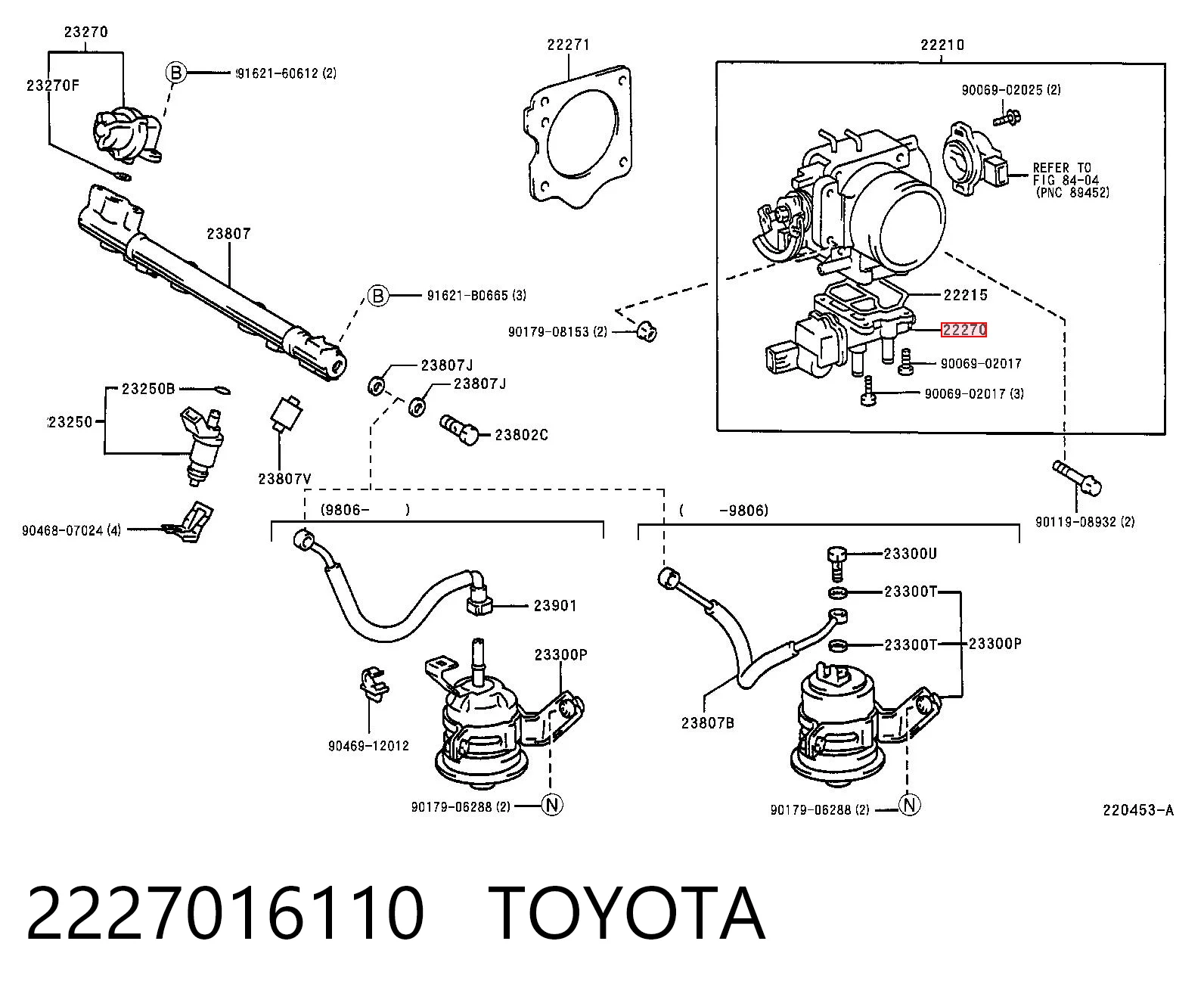 2227016110 Toyota Válvula (regulador) de marcha a vácuo