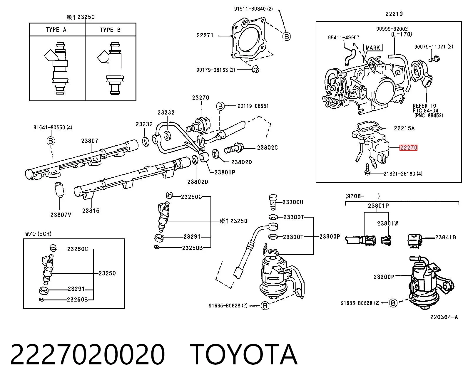 2227020020 Toyota Válvula (regulador) de marcha a vácuo
