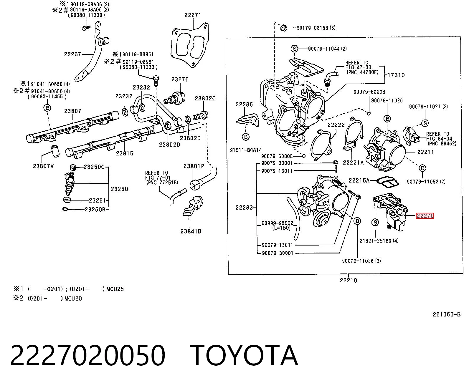 2227020050 Toyota Válvula (regulador) de marcha a vácuo