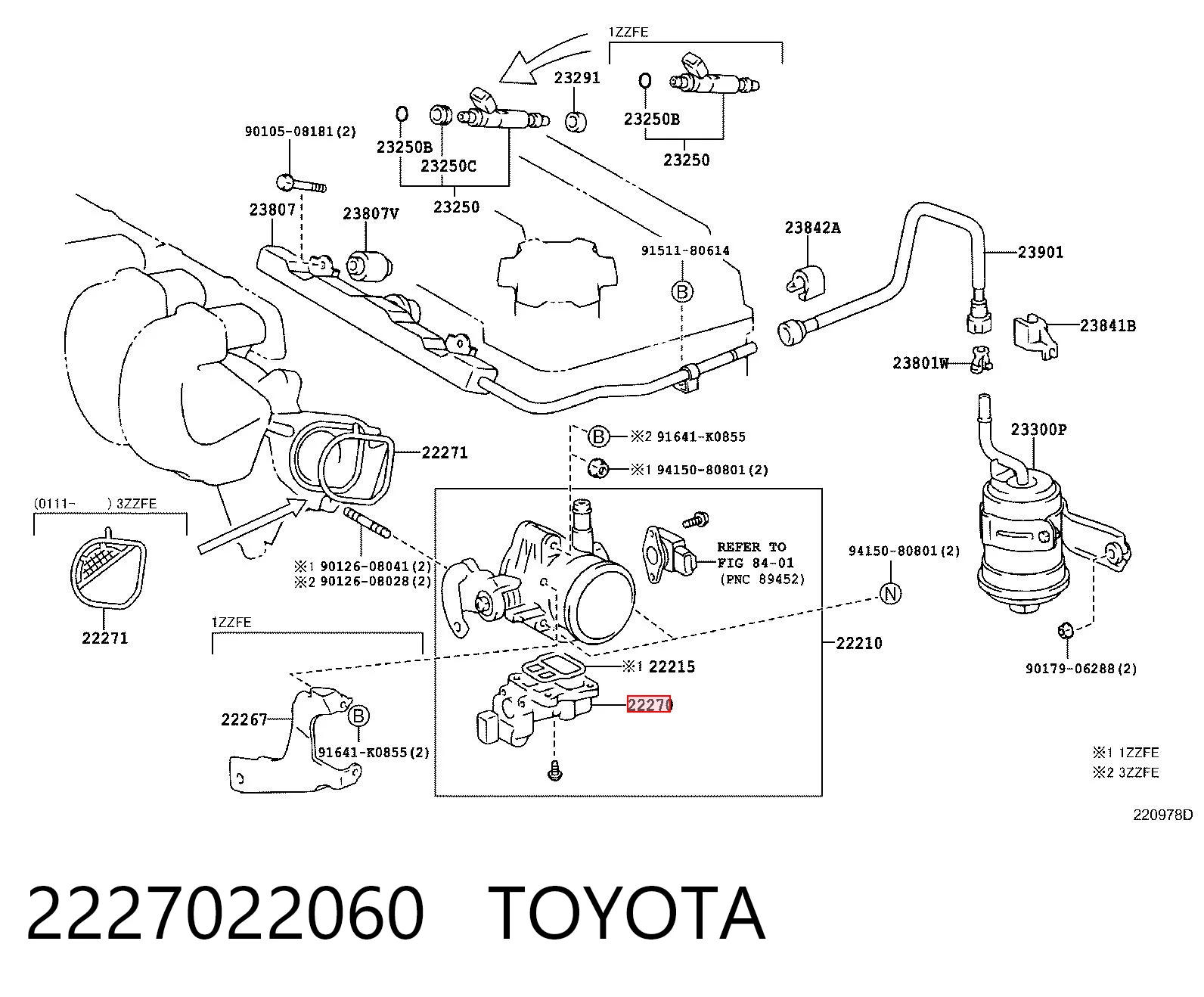 2227022060 Toyota Válvula (regulador) de marcha a vácuo