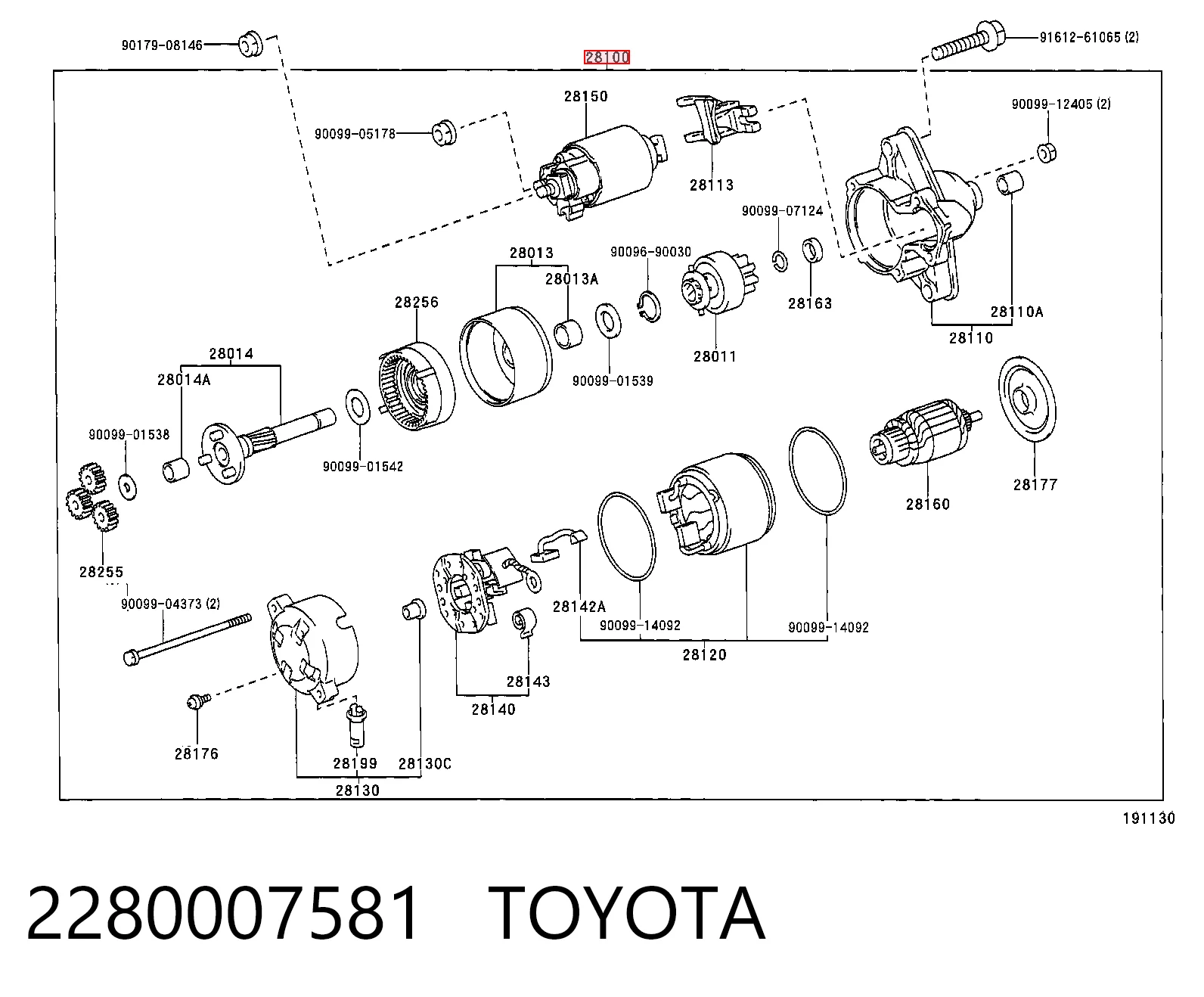 2280007581 Toyota Motor de arranco