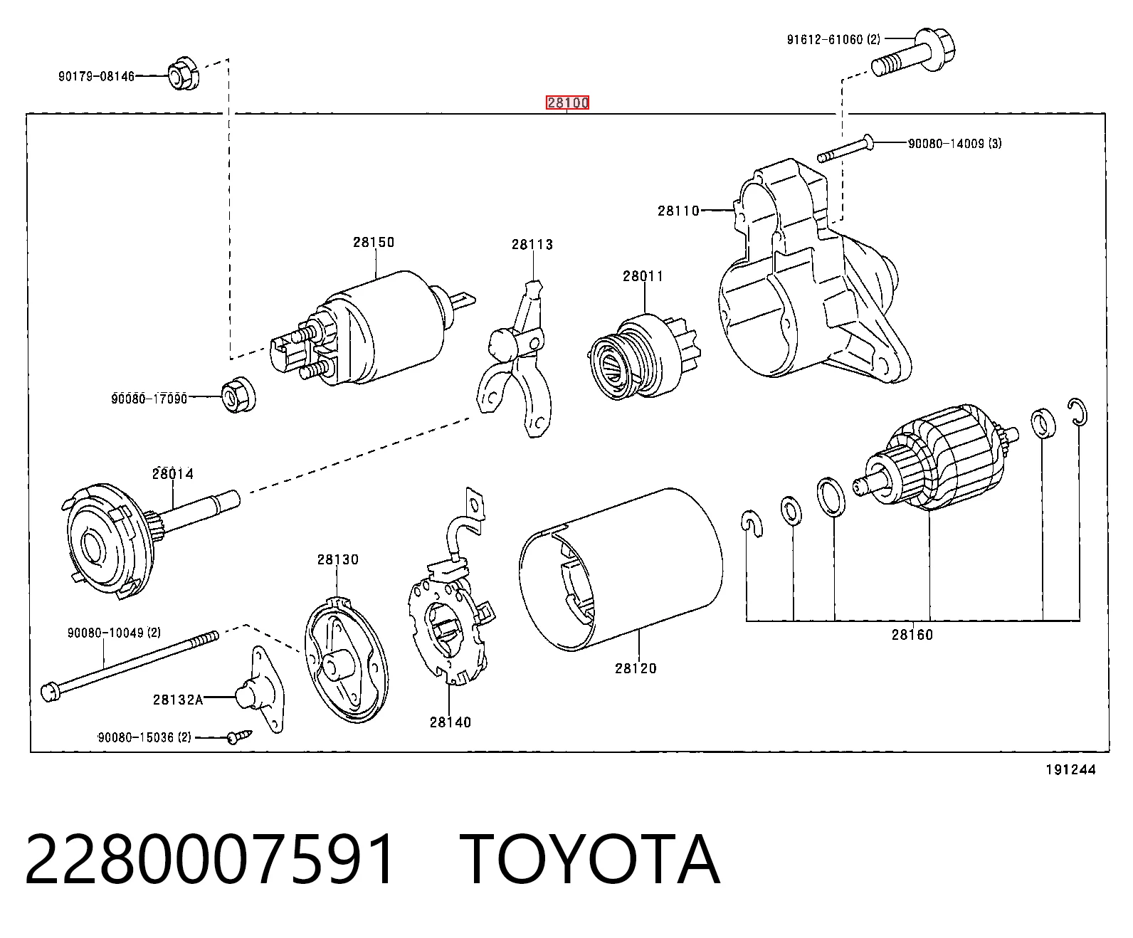 2280007591 Toyota Motor de arranco