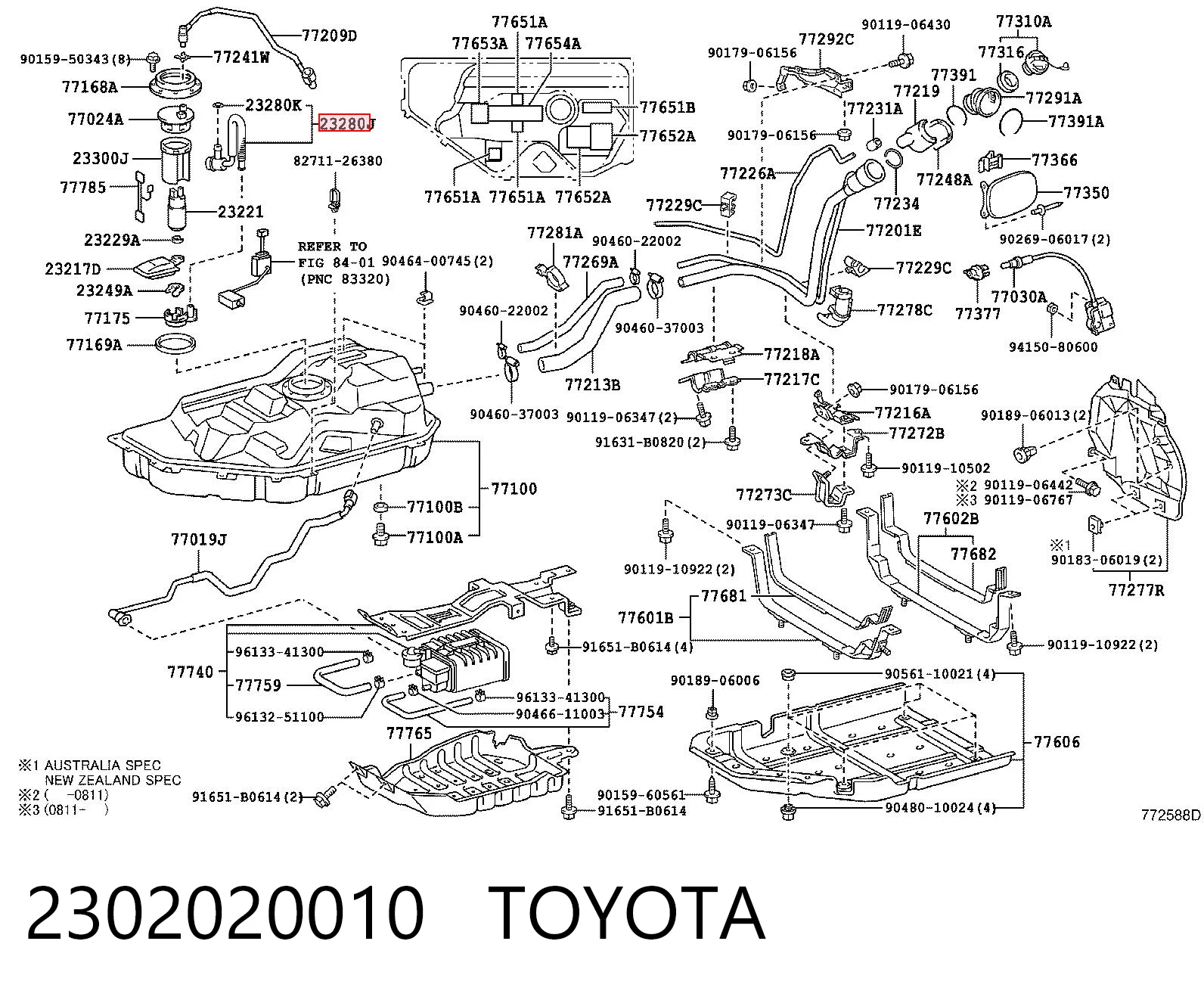 2302020010 Toyota Regulador de pressão de combustível na régua de injectores