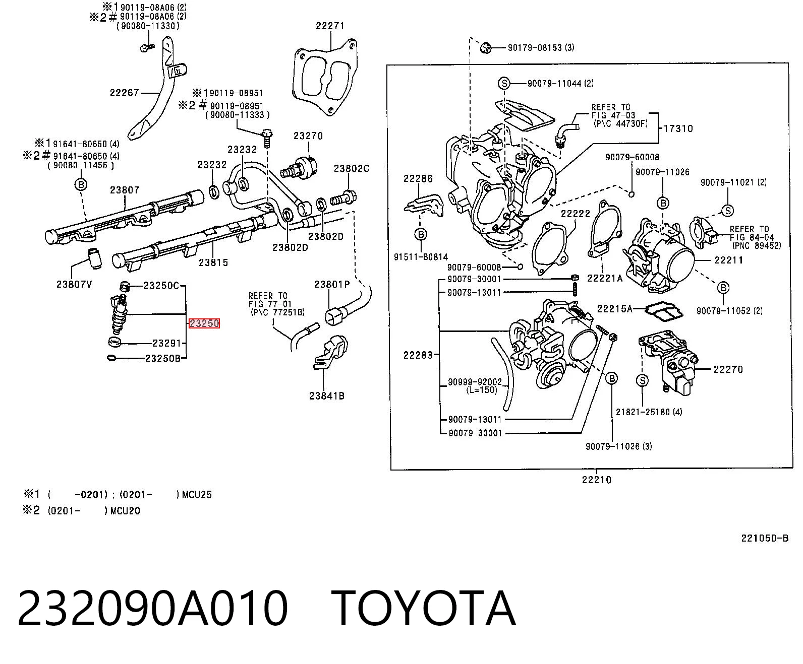 232090A010 Toyota Injetor de injeção de combustível