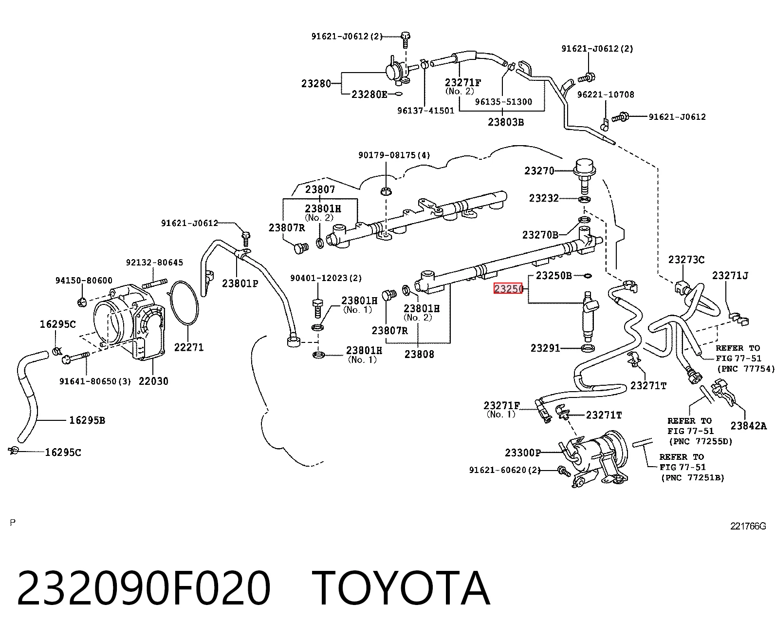 232090F020 Toyota Injetor de injeção de combustível