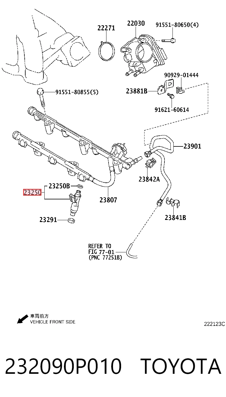 232090P010 Toyota Injetor de injeção de combustível