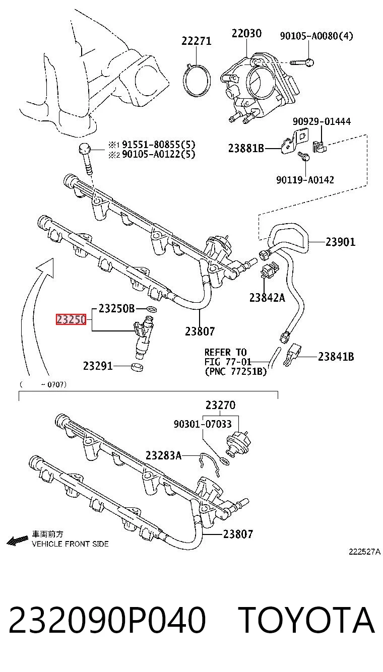 232090P040 Toyota Injetor de injeção de combustível
