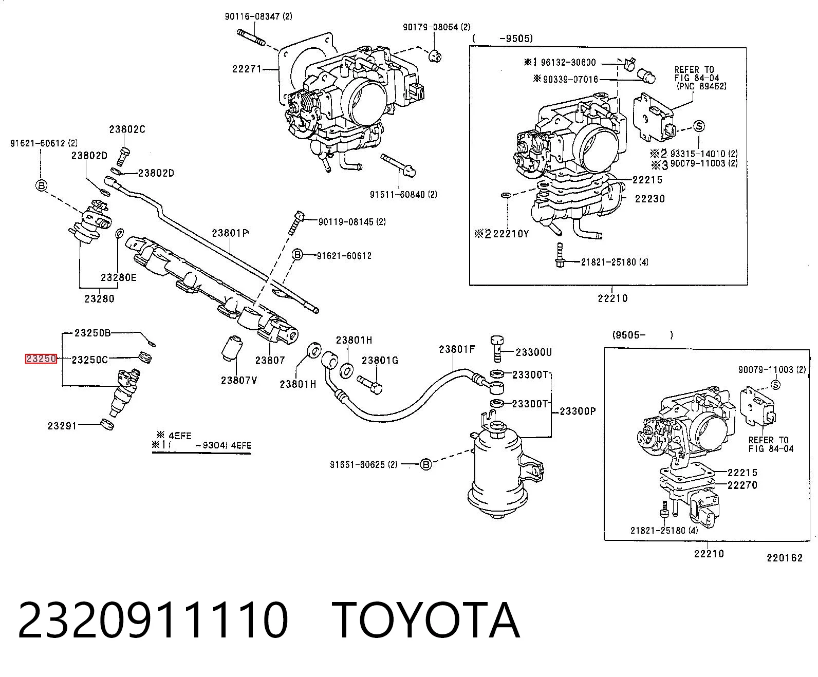 2320911110 Toyota Injetor de injeção de combustível