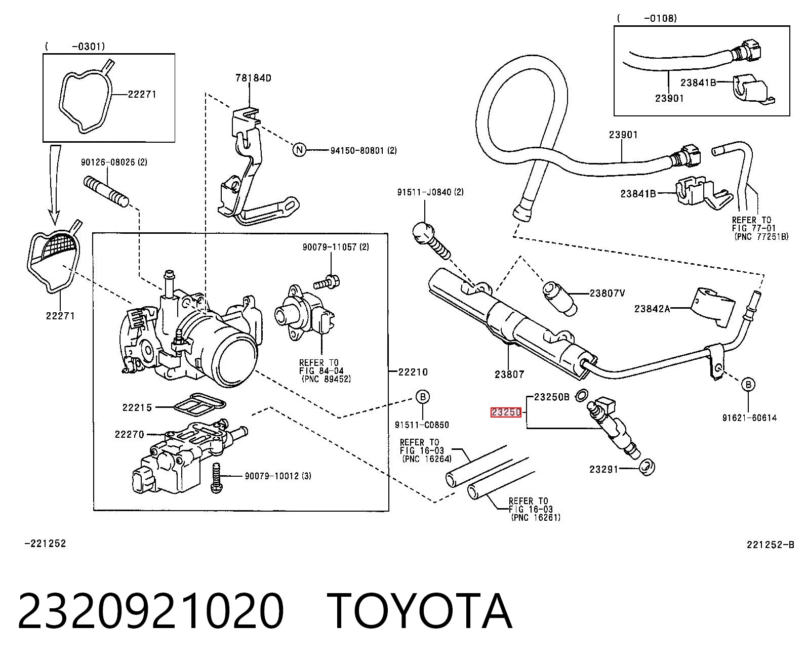 2320921020 Toyota Injetor de injeção de combustível